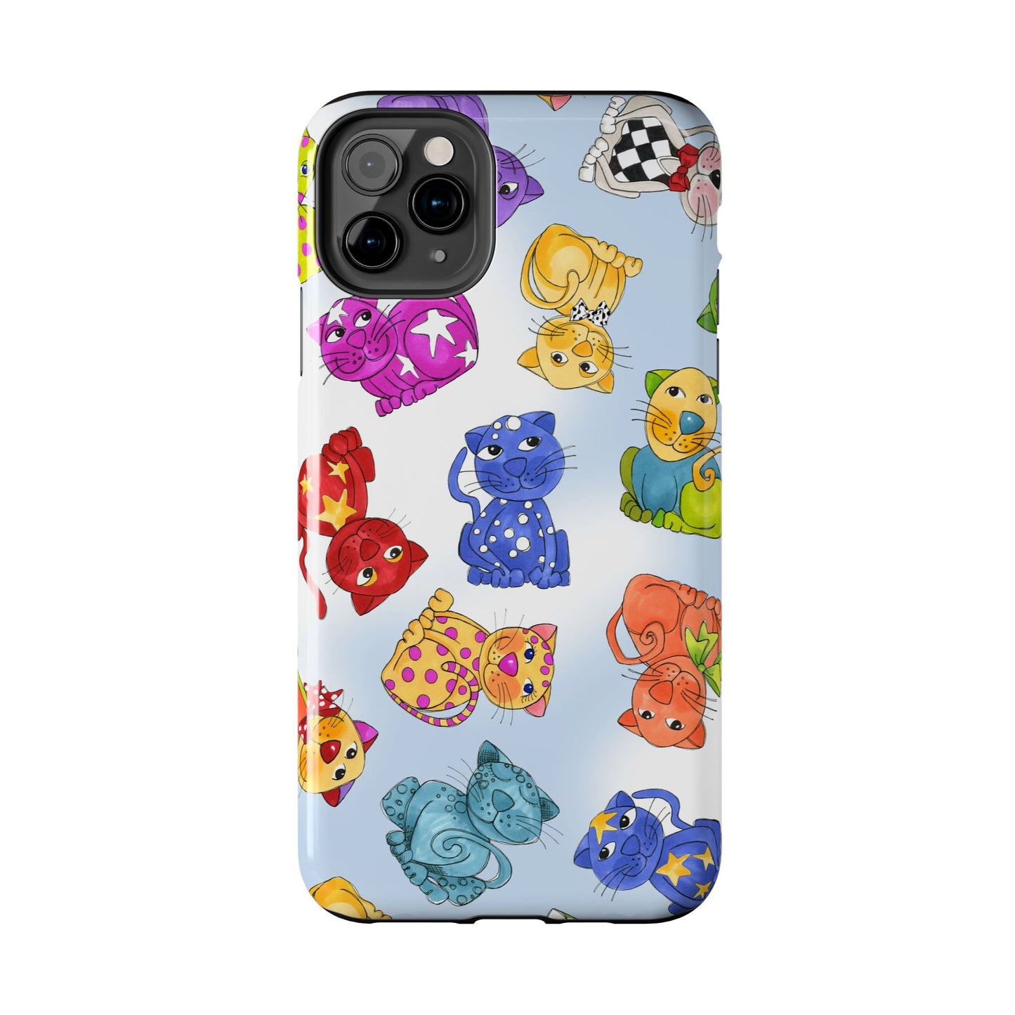 Tossed Happy Cats Blue Sky Phone Case