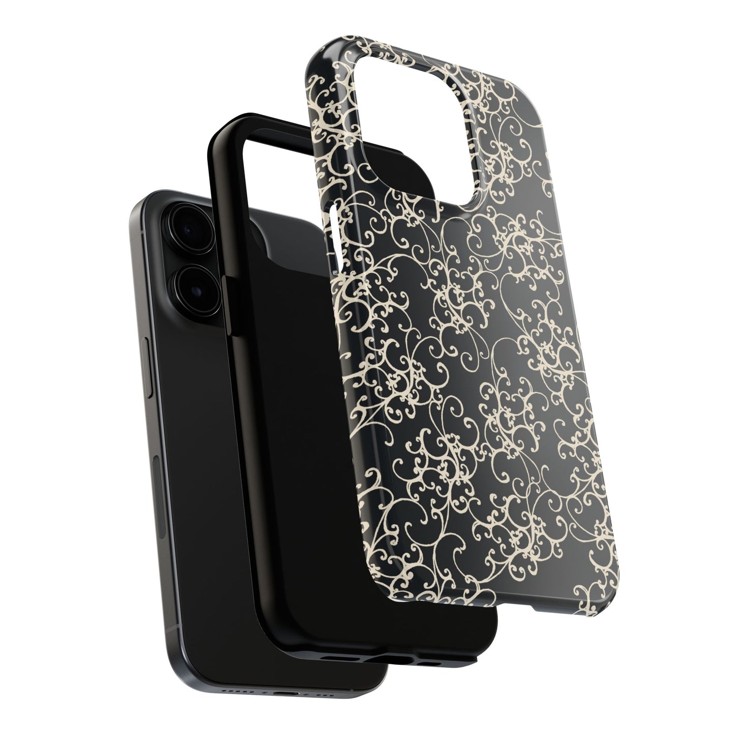 Elegant Scroll Black / Ivory Phone Case