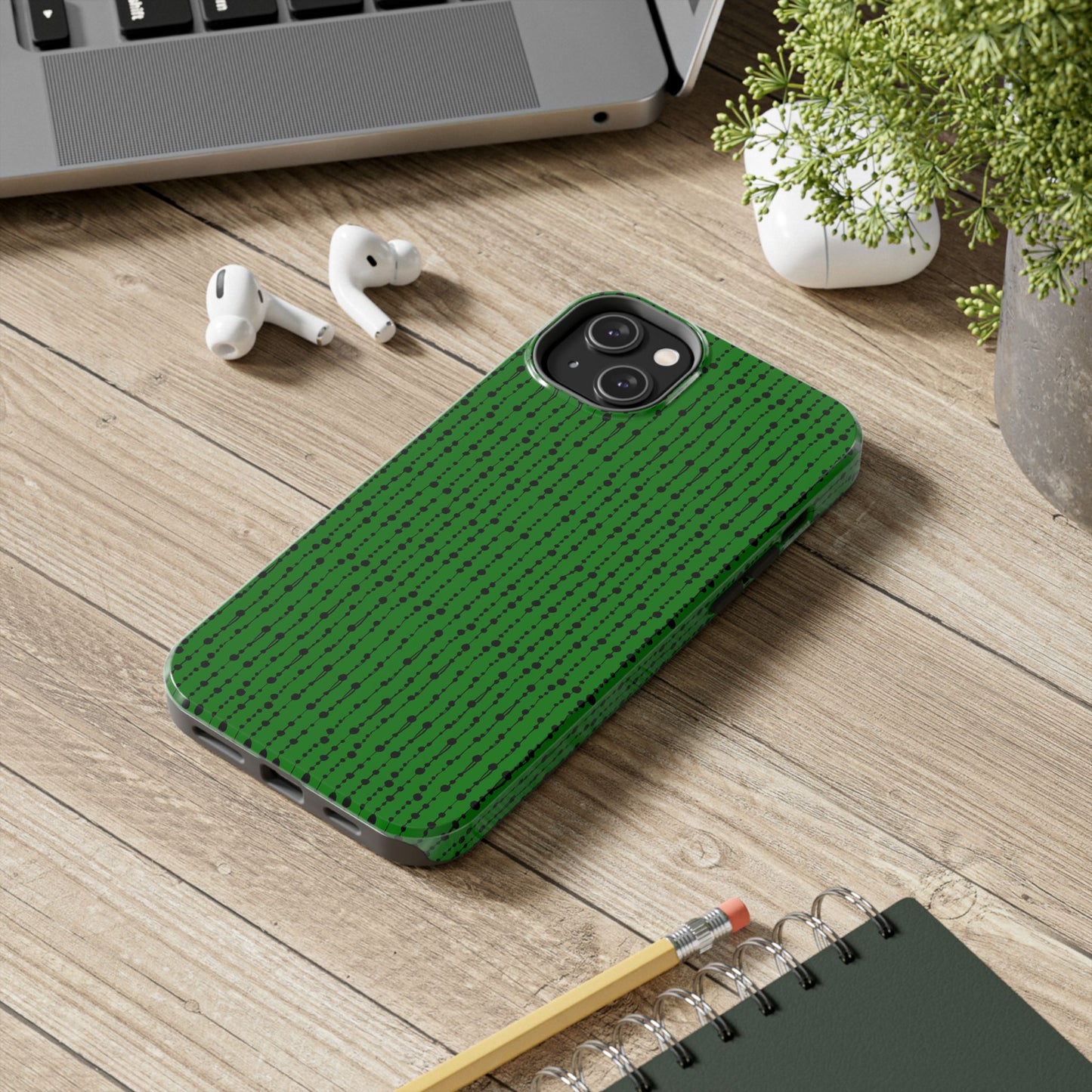 Beaded Curtain Green / Black Phone Case