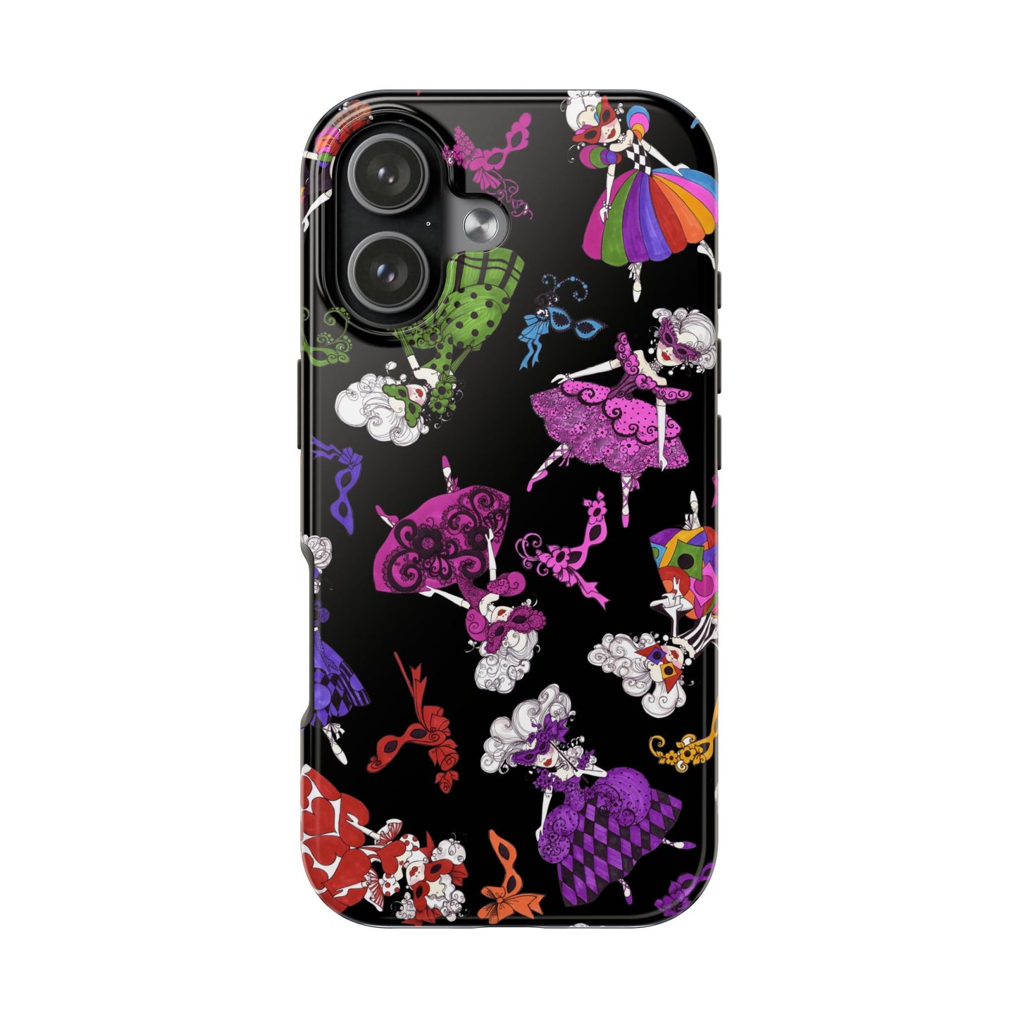 Tossed Masquerade Ladies Black Phone Case