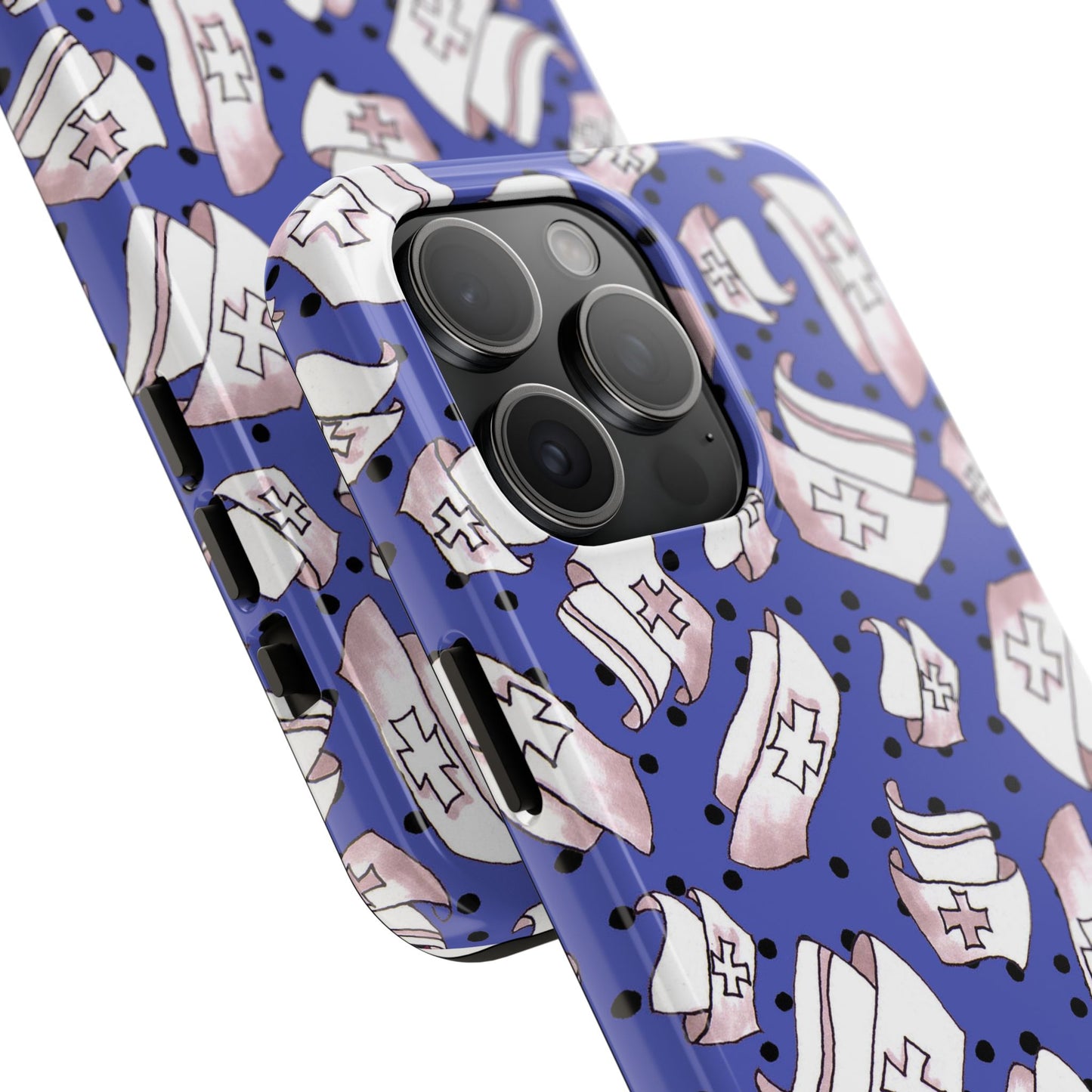 Med Hats Blue / Black Phone Case