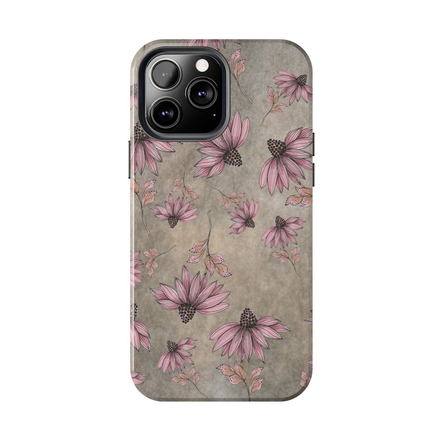 Wild Cone Flowers Taupe Marble Phone Case