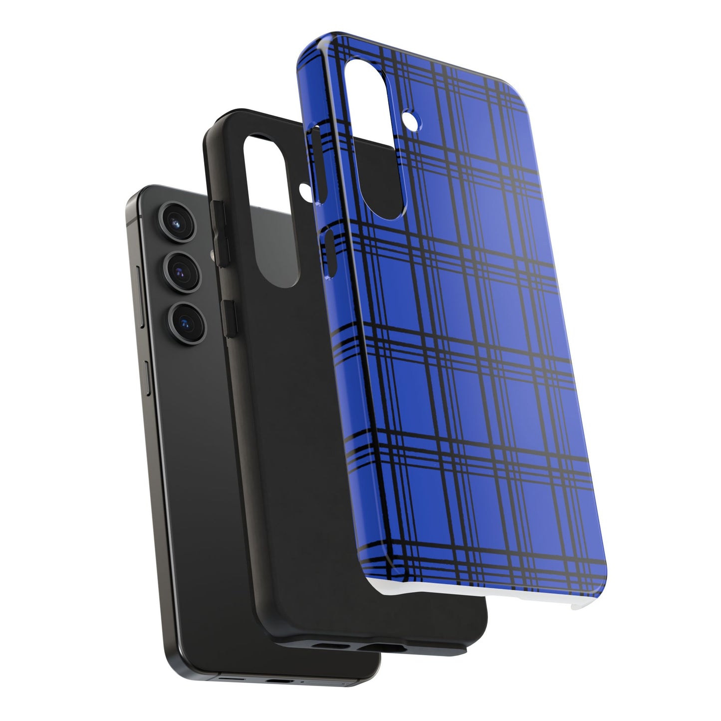 Glad Plaid Blue / Black Phone Case