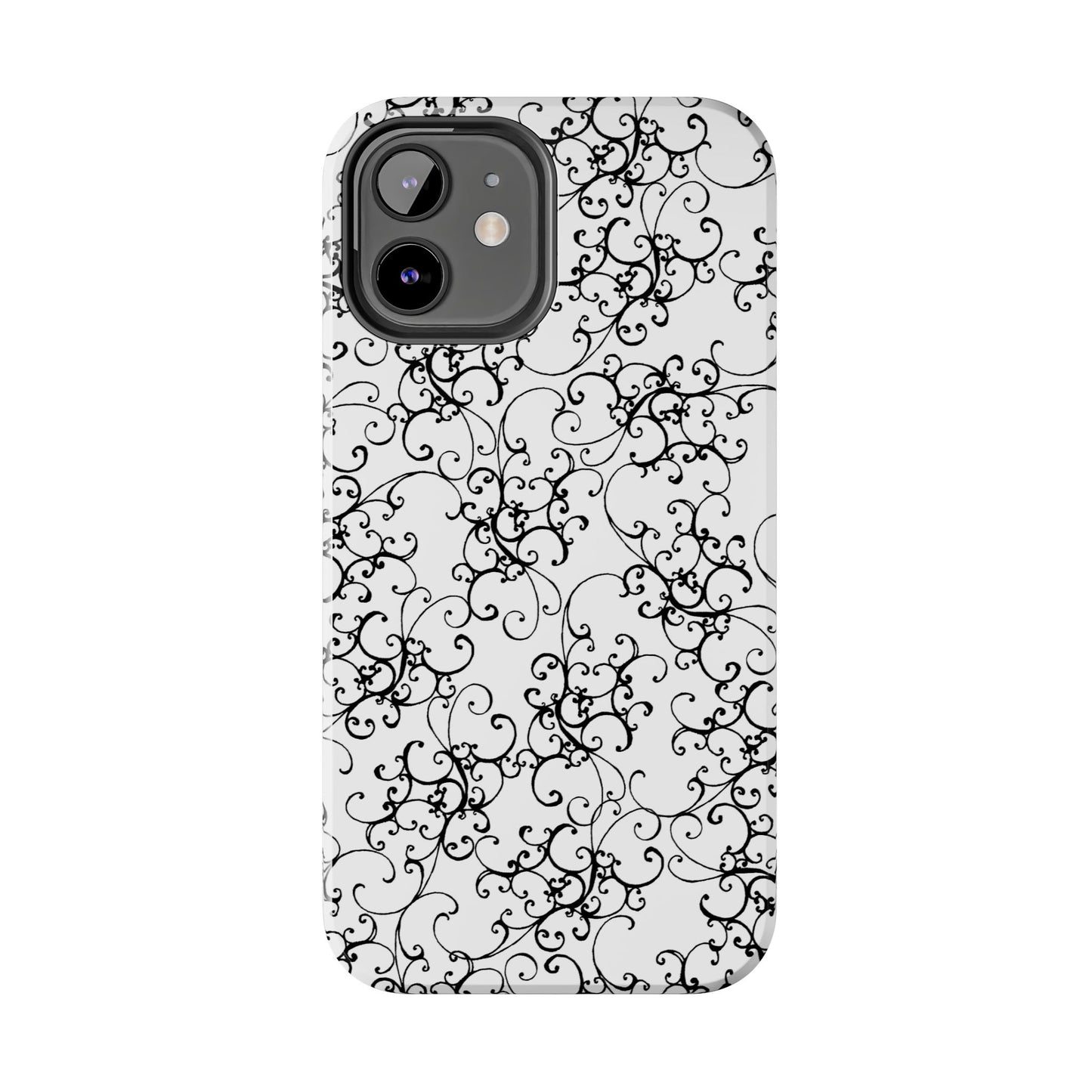 Elegant Scroll White / Black Phone Case