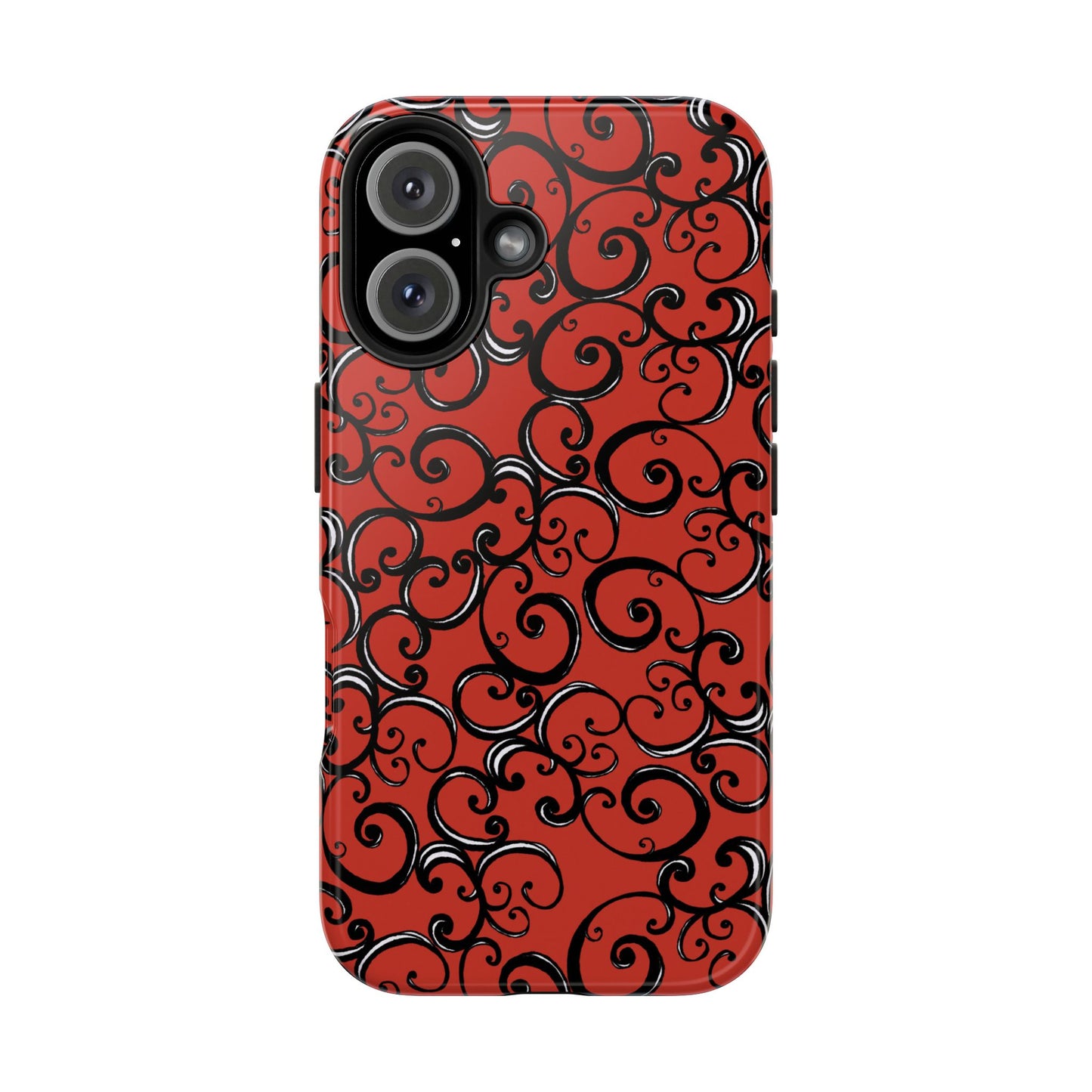 Curls Red / Black Phone Case