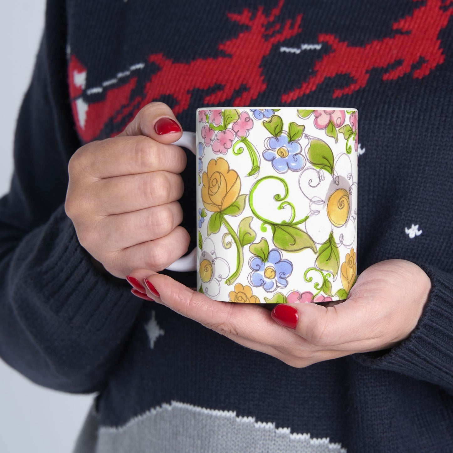 Flower Frolic White Cup