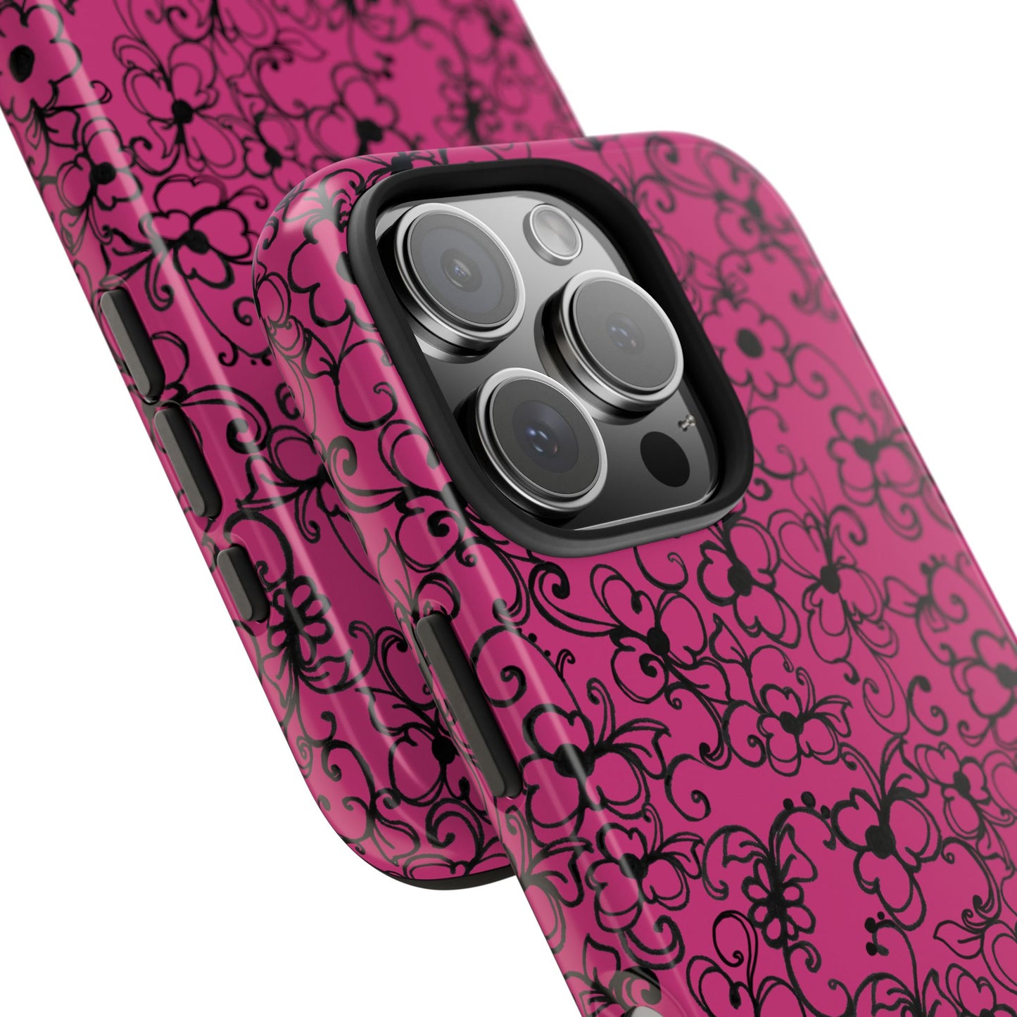 Daisy Jungle Pink / Black Phone Case