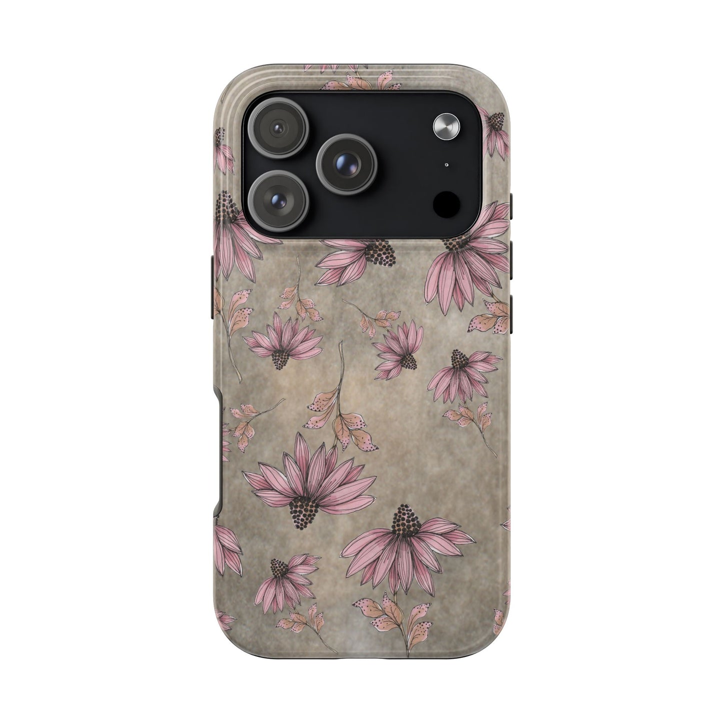 Wild Cone Flowers Taupe Marble Phone Case