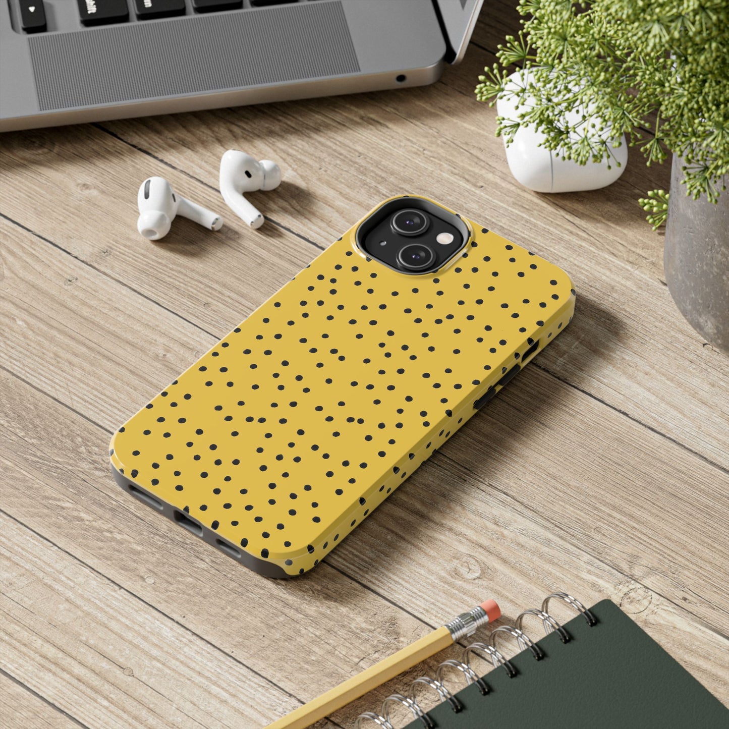 Dinky Dots Yellow / Black Phone Case