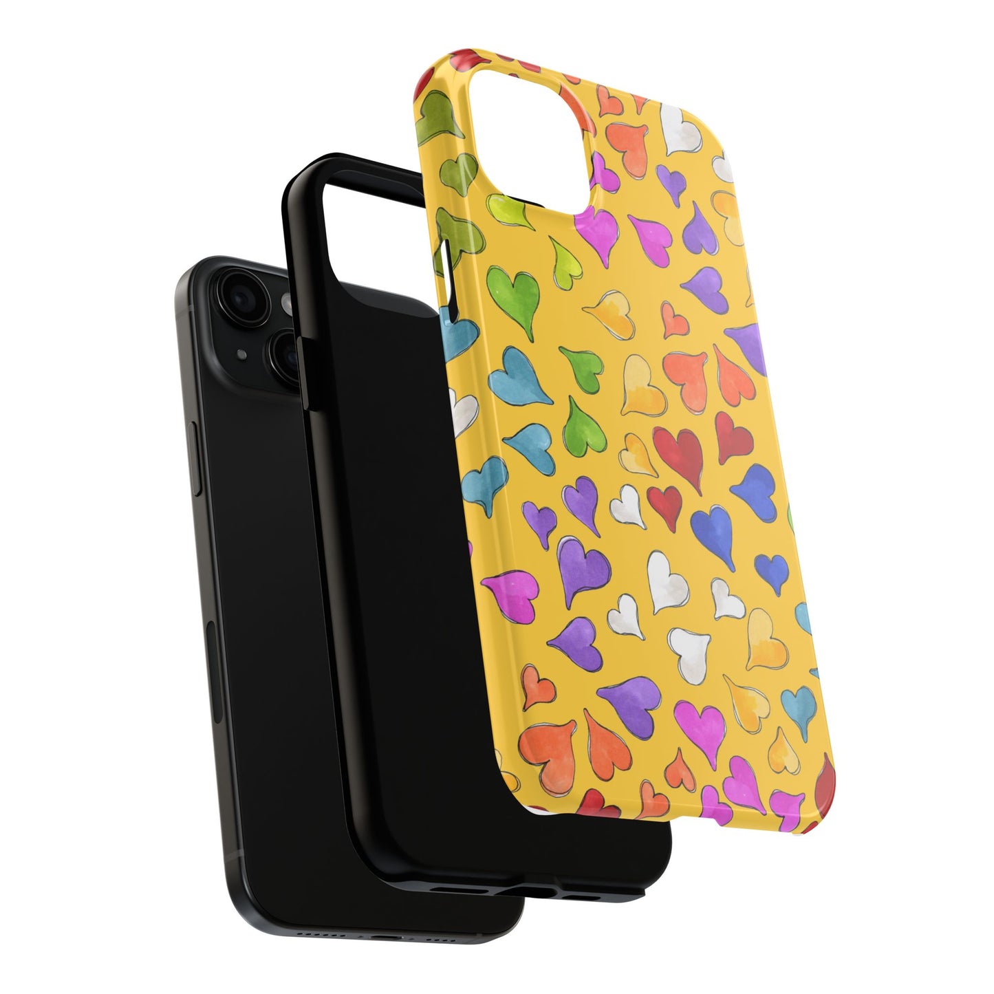 Happy Hearts Yellow Phone Case