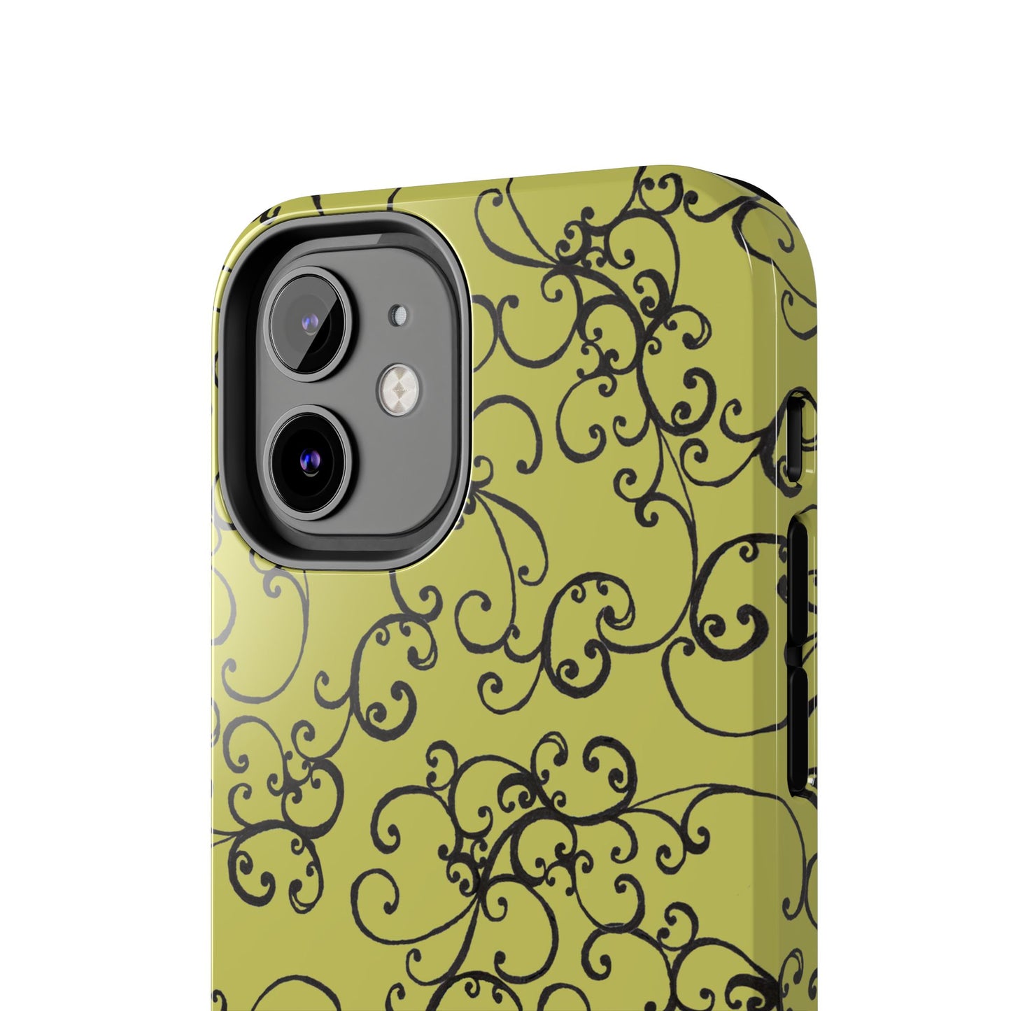 Elegant Scroll Green / Black Phone Case