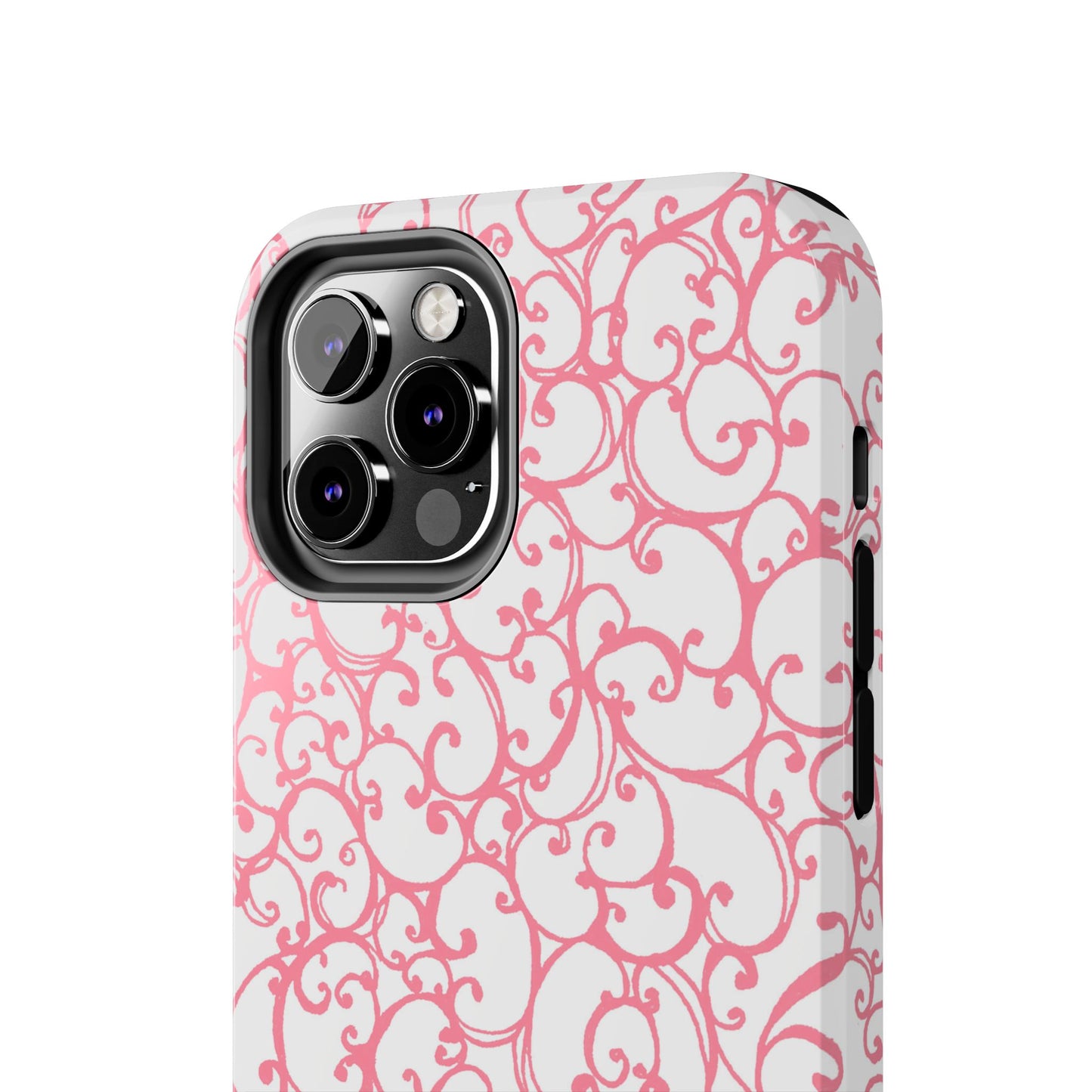 Scrollie White / Pink Phone Case