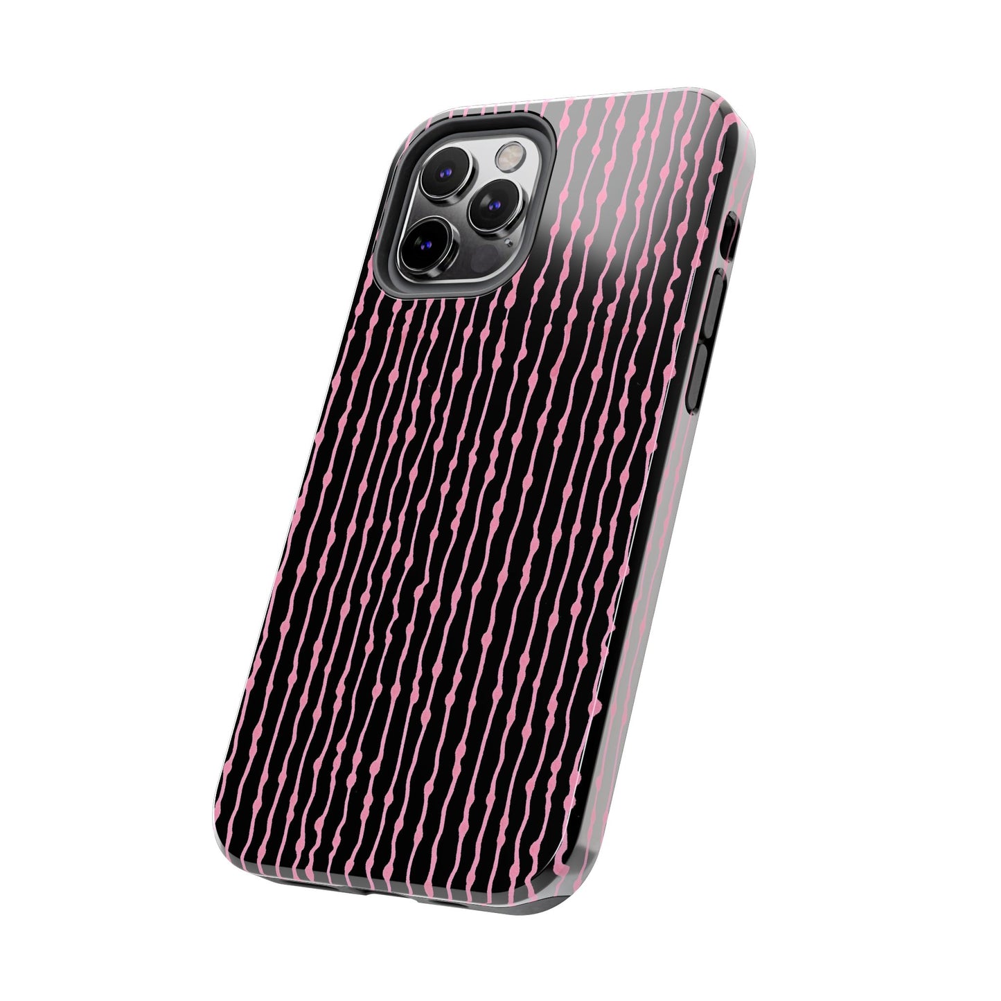 Faux Seersucker Black / Pink Phone Case