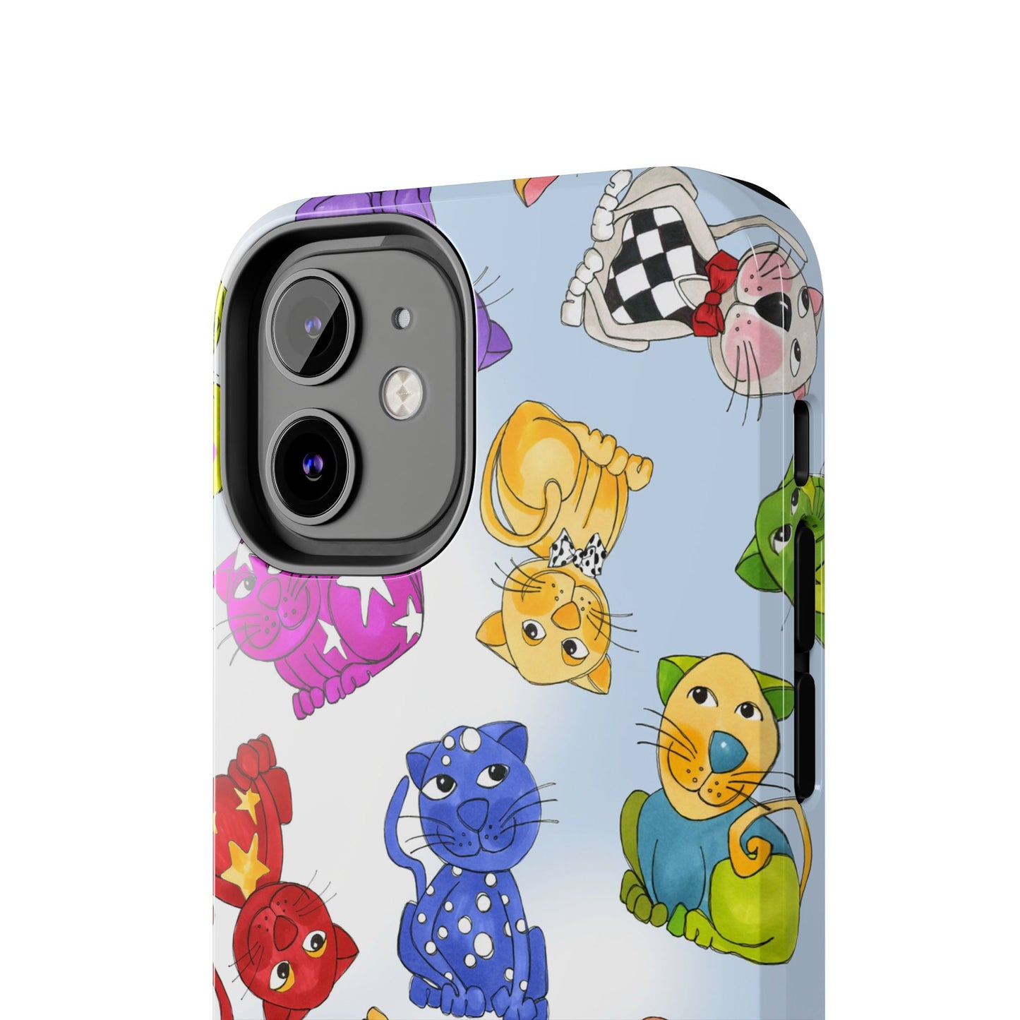 Tossed Happy Cats Blue Sky Phone Case