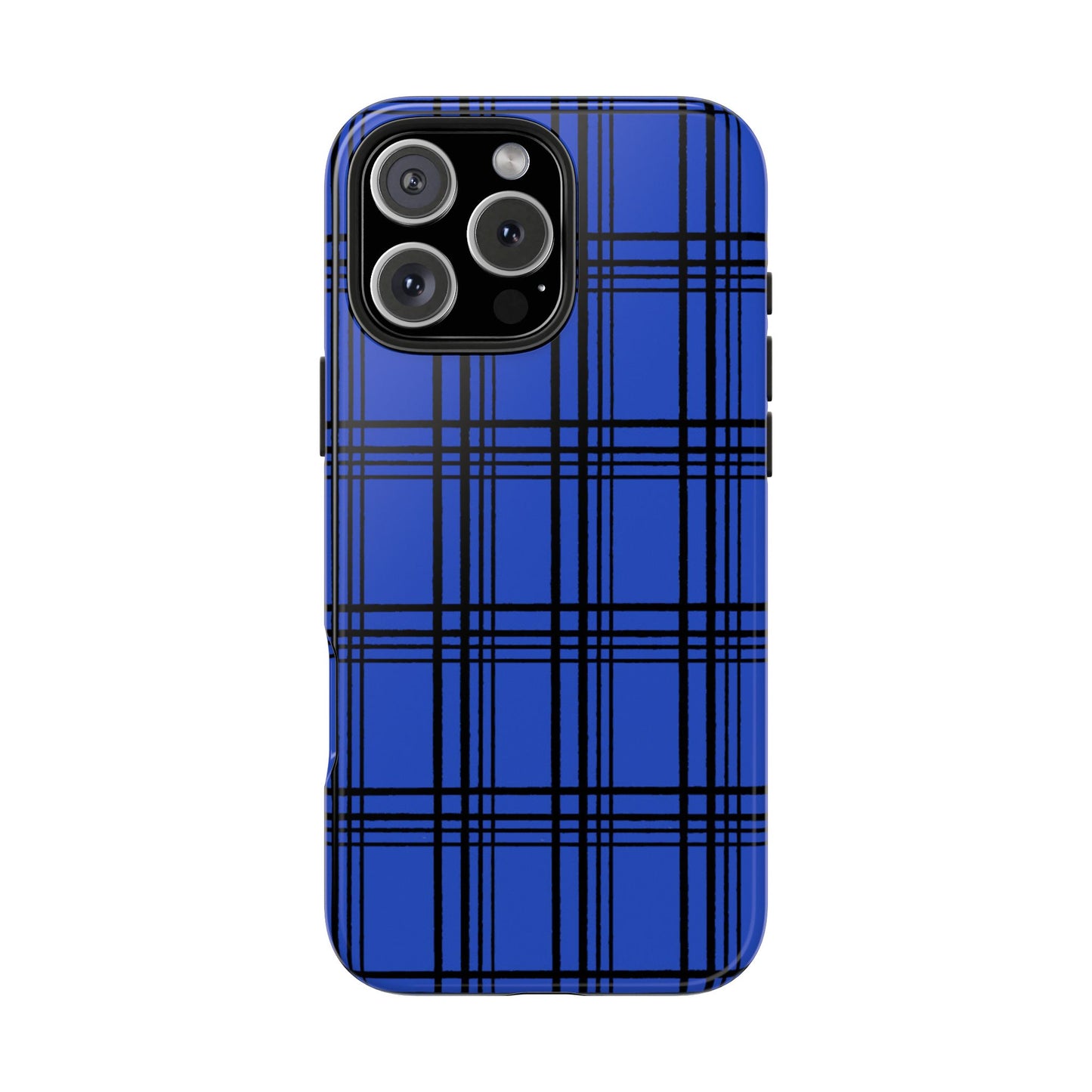 Glad Plaid Blue / Black Phone Case