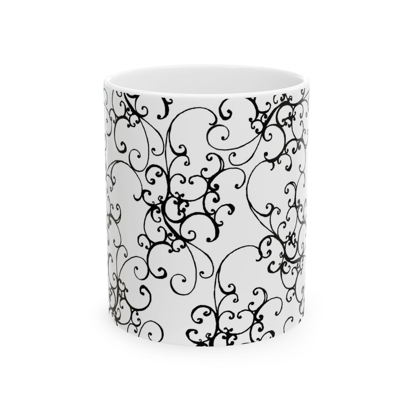 Elegant Scroll White / Black Cup