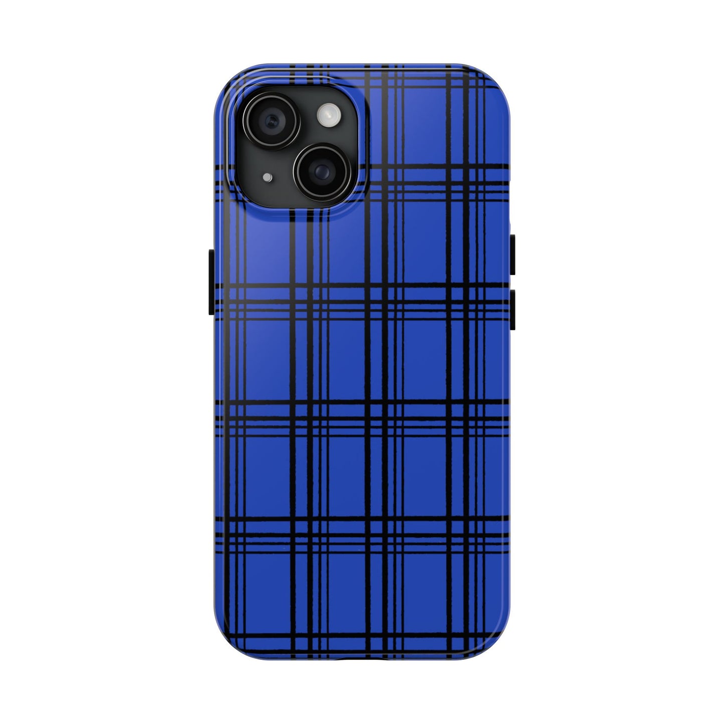 Glad Plaid Blue / Black Phone Case