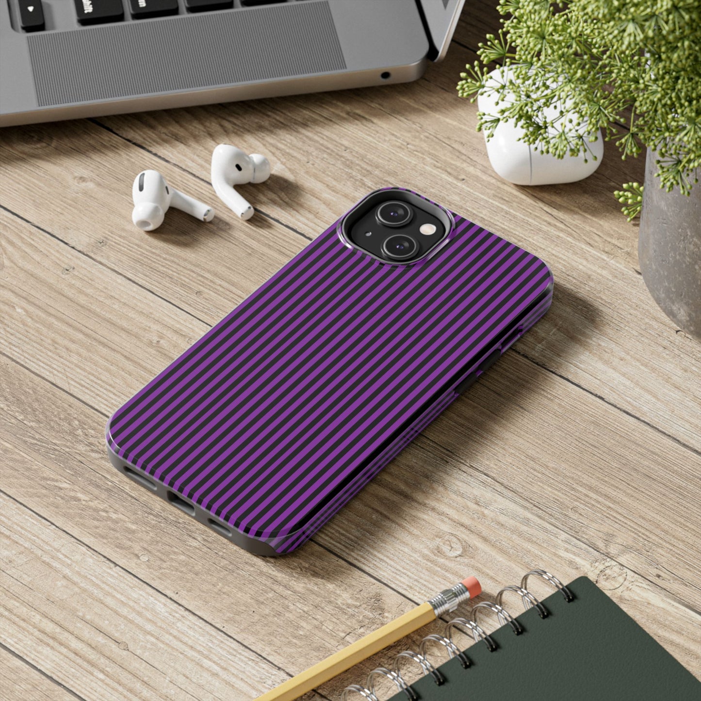 Stripe Purple / Black Phone Case