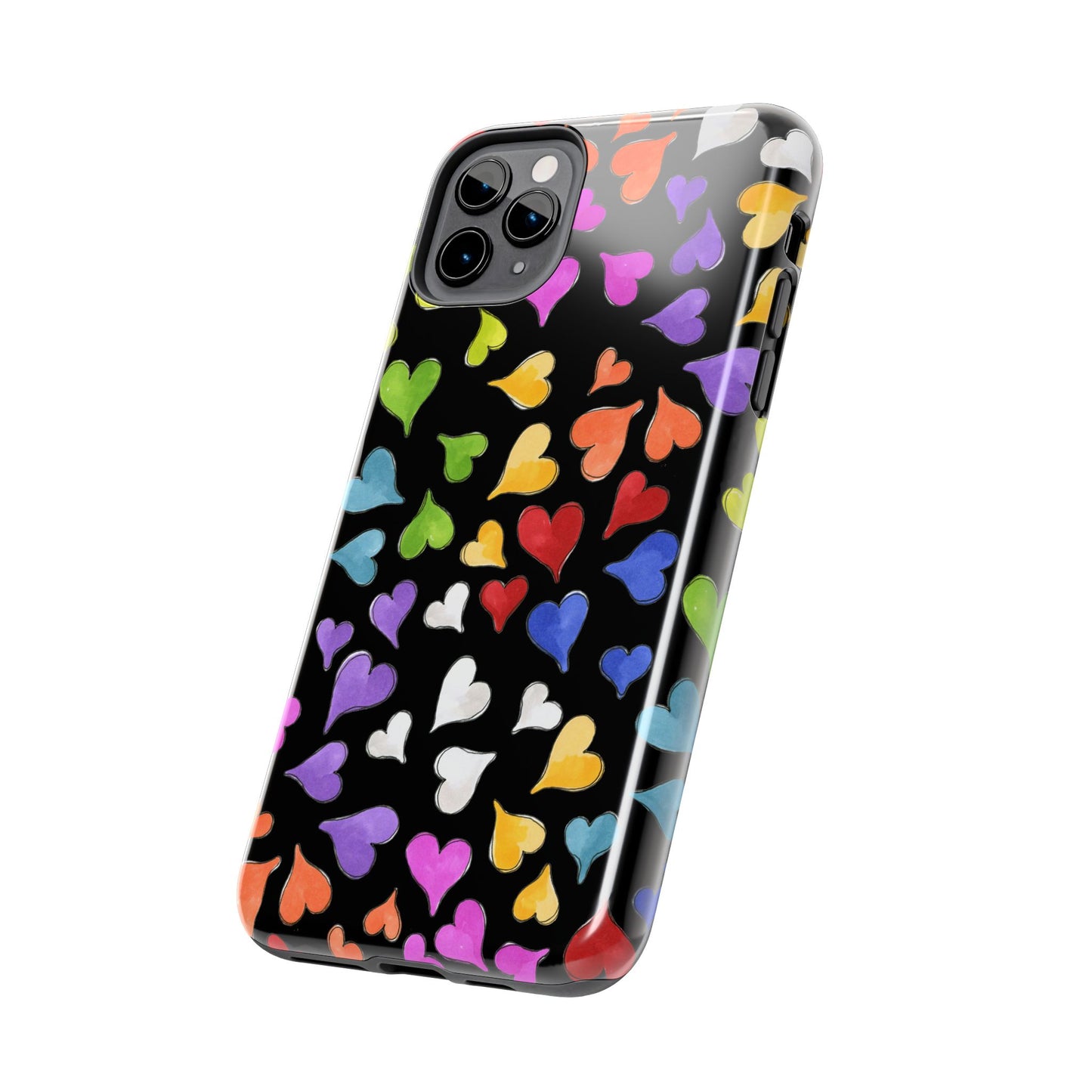 Happy Hearts Black Phone Case