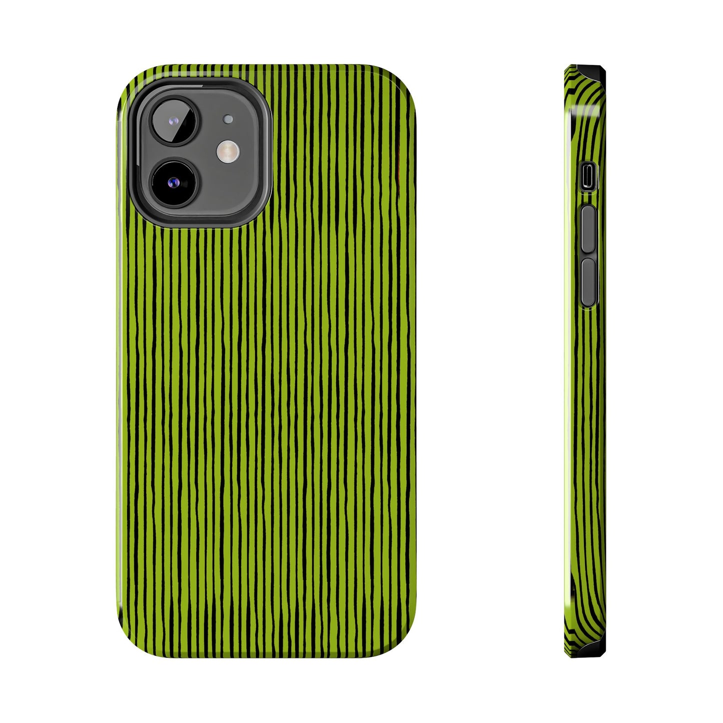 Quirky Pin Stripe Green / Black Phone Case