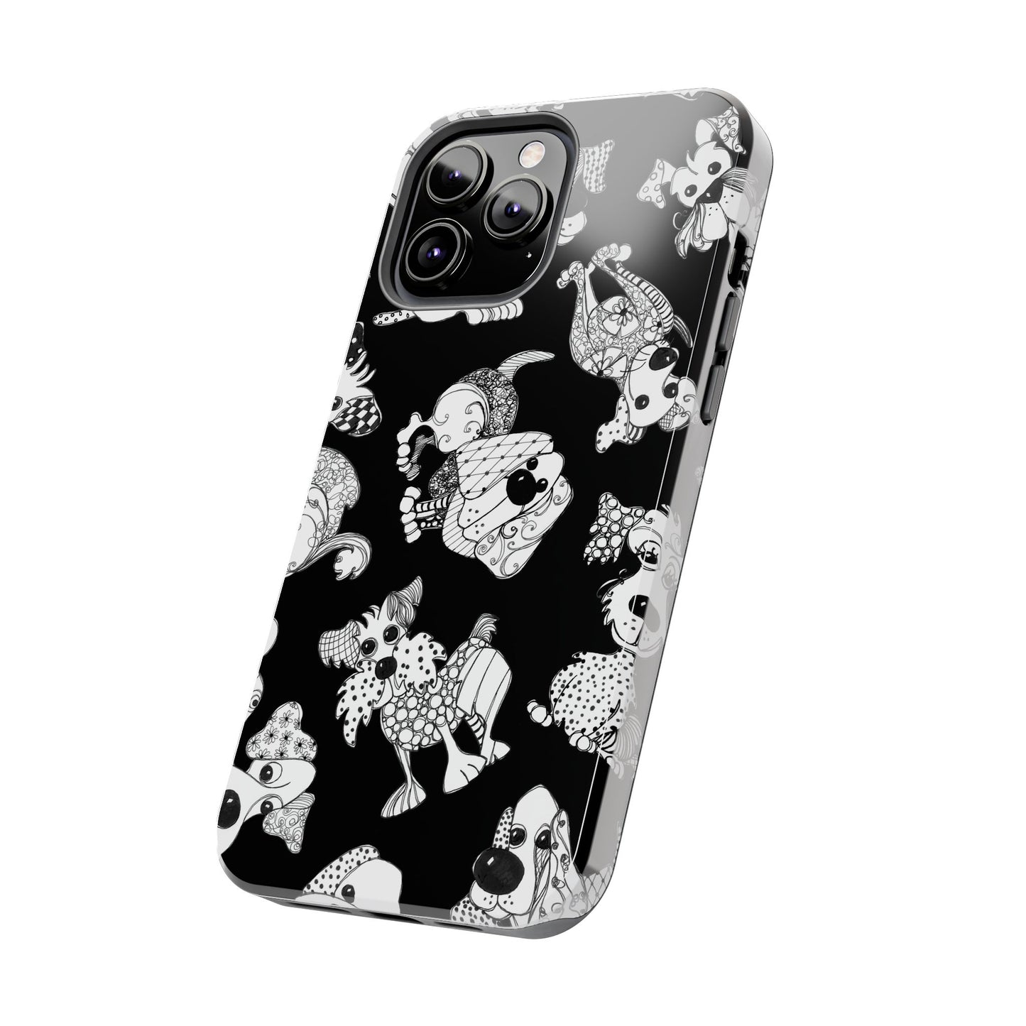 Doodle Dogs Black Phone Case
