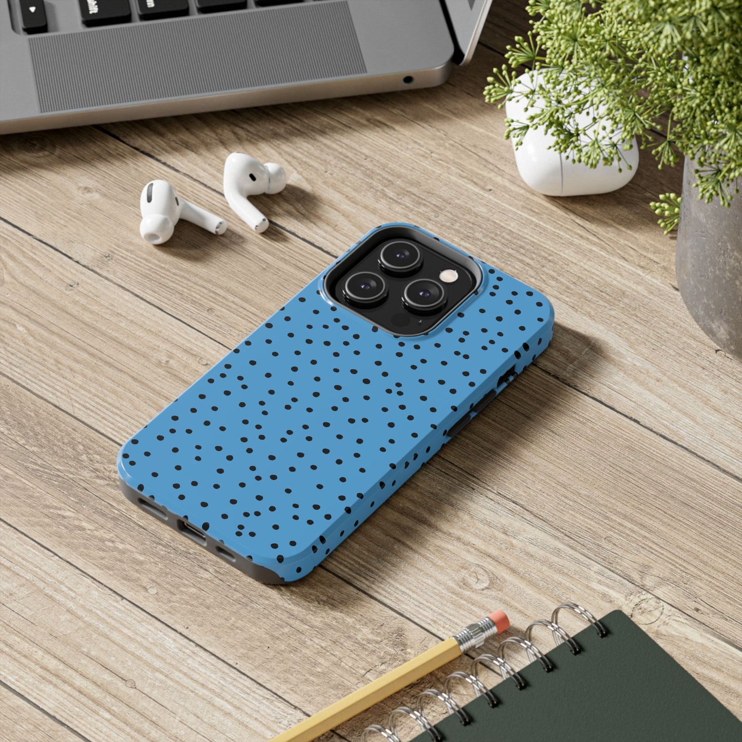 Dinky Dots Turquoise / Black Phone Case