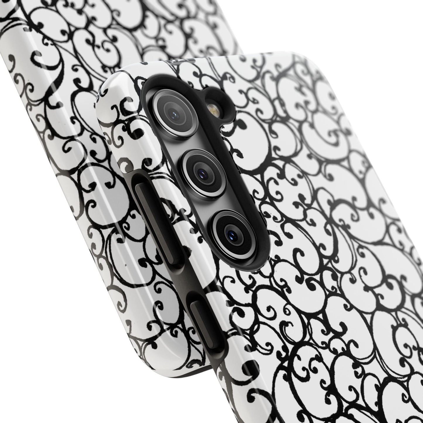 Scrollie White / Black Phone Case