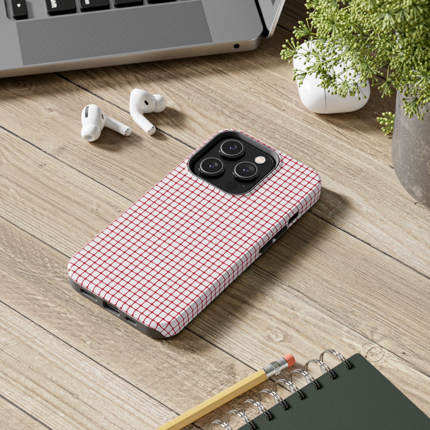 Dot Grid White / Red Phone Case