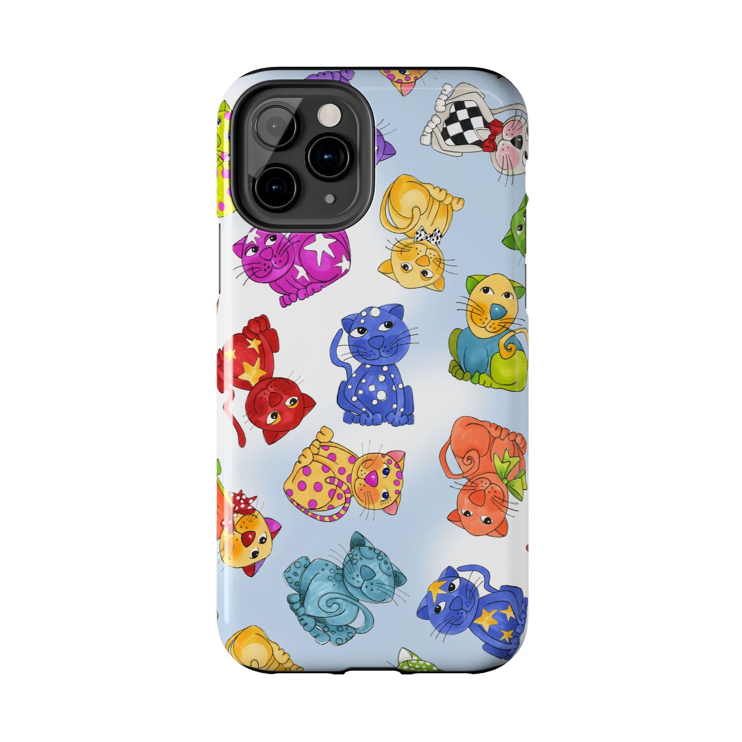 Tossed Happy Cats Blue Sky Phone Case