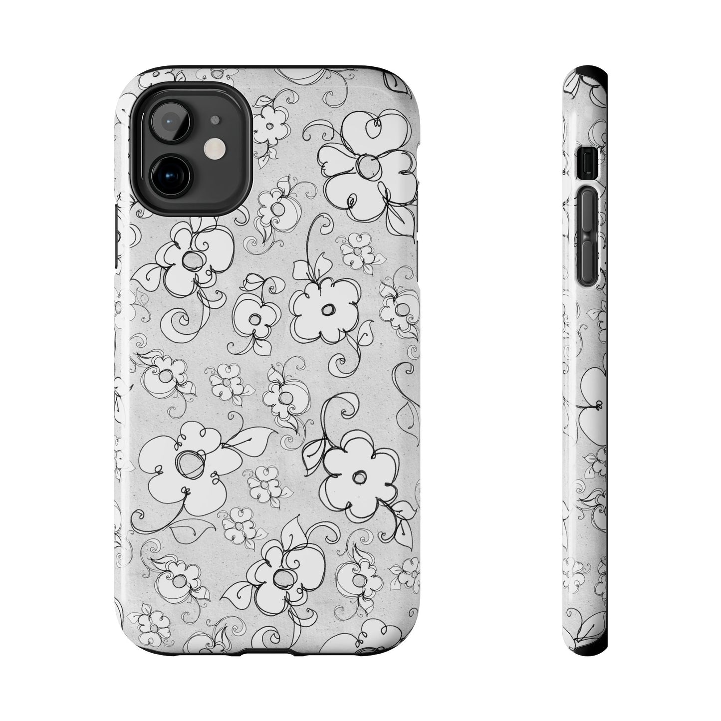 Lady Flowers Silver Phone Case