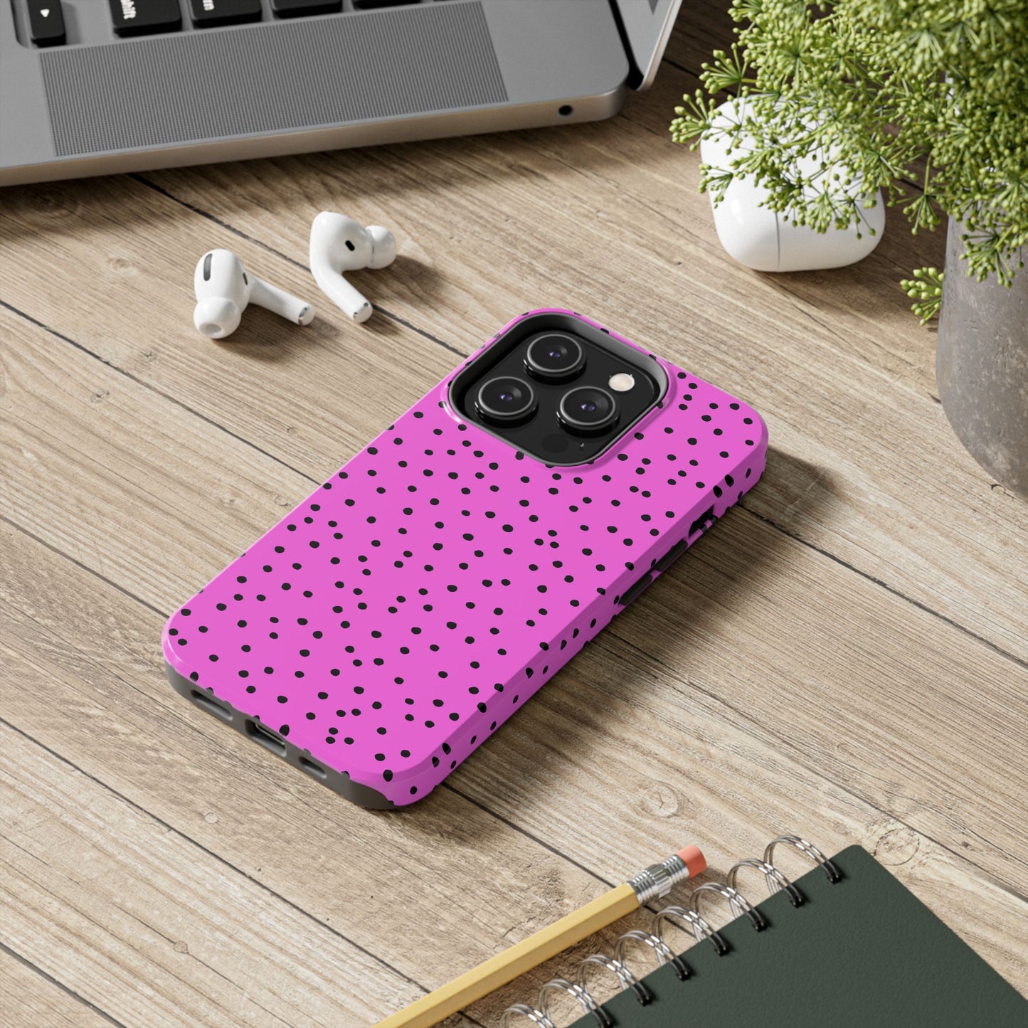 Dinky Dots Hot Pink / Black Phone Case
