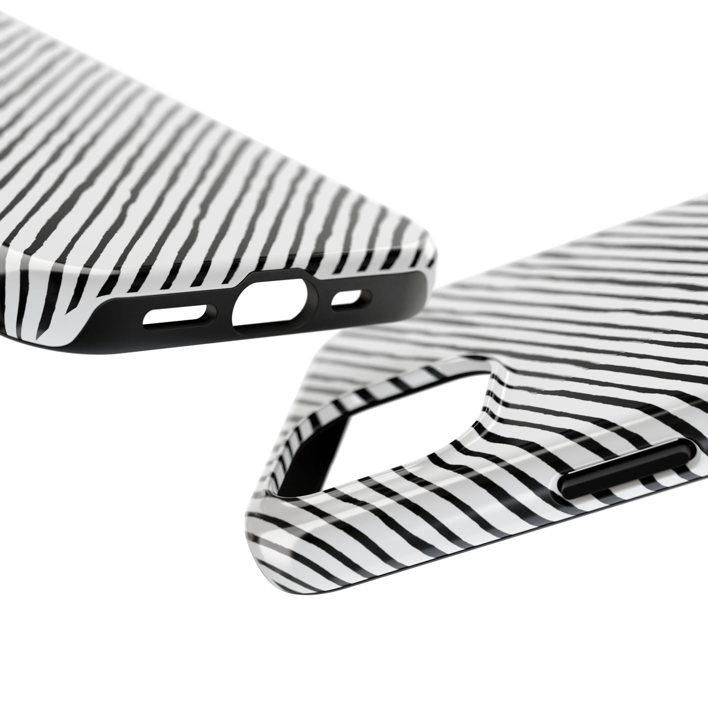 Quirky Bias Stripe White / Black Phone Case