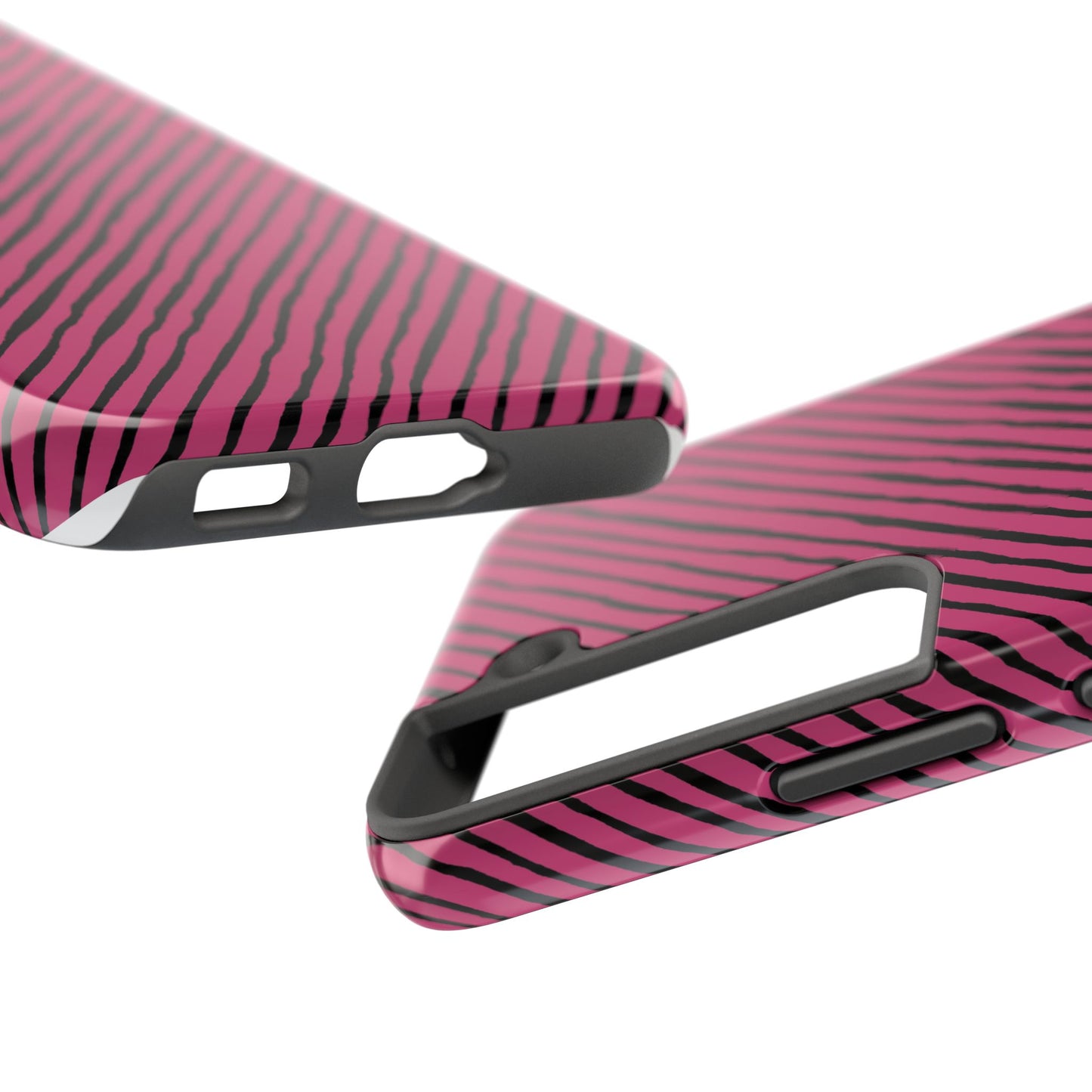 Quirky Bias Stripe Magenta / Black Phone Case