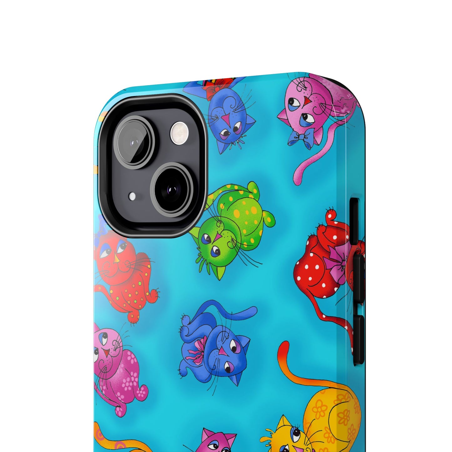 Tossed Cool Cats Turquoise Phone Case