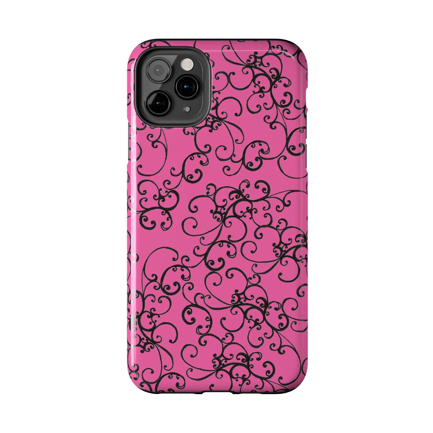 Elegant Scroll Pink / Black Phone Case