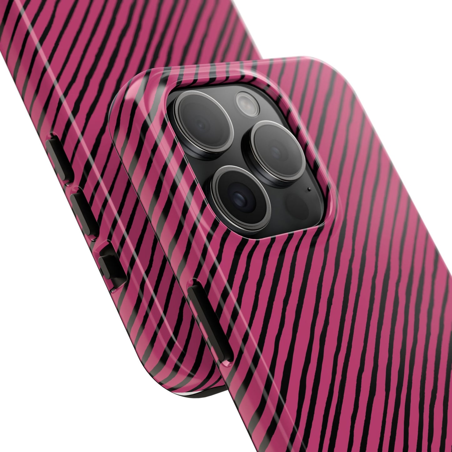 Quirky Bias Stripe Magenta / Black Phone Case