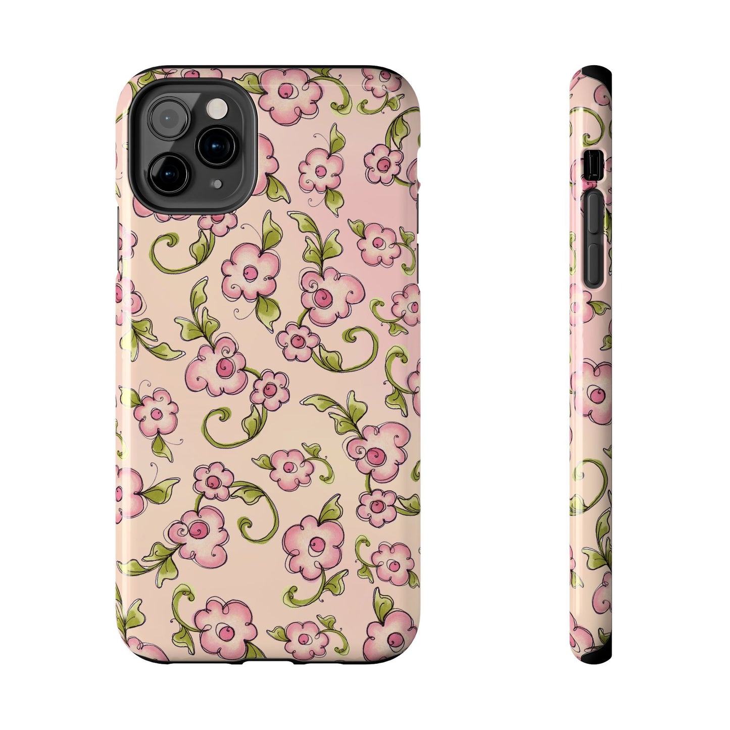 Scroll Daisies Peach / Peach Phone Case