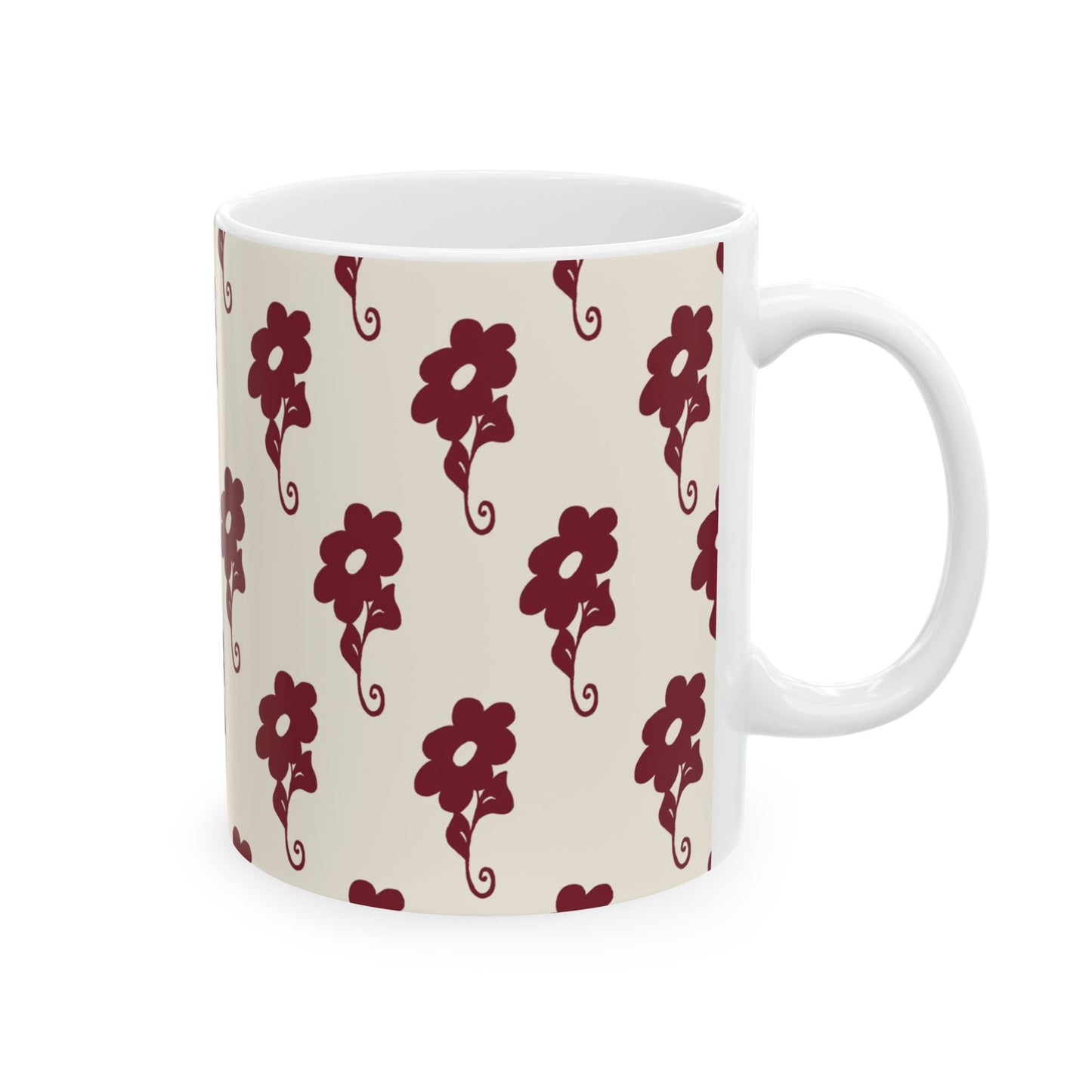 Flowers Ivory / Red Cup