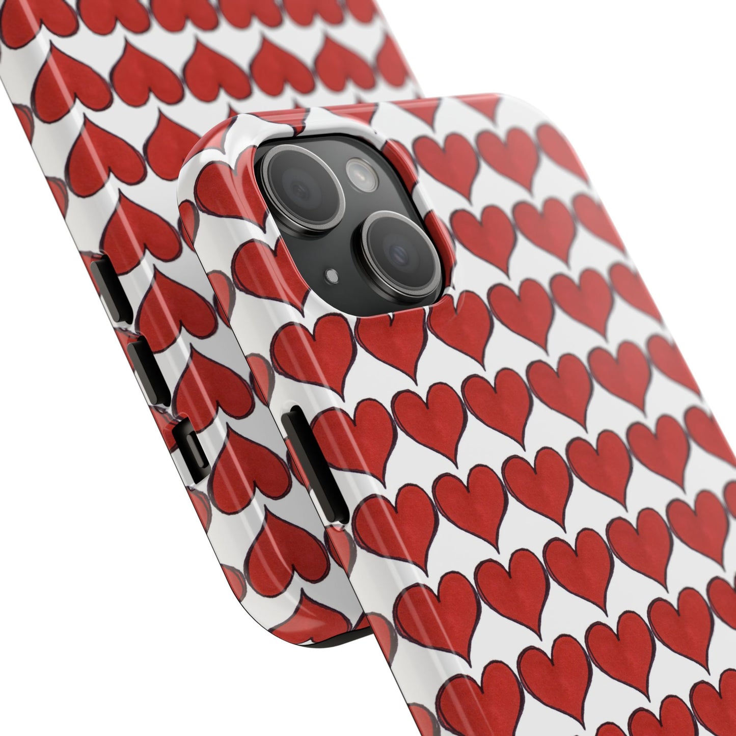 Heartbeats White / Red Phone Case