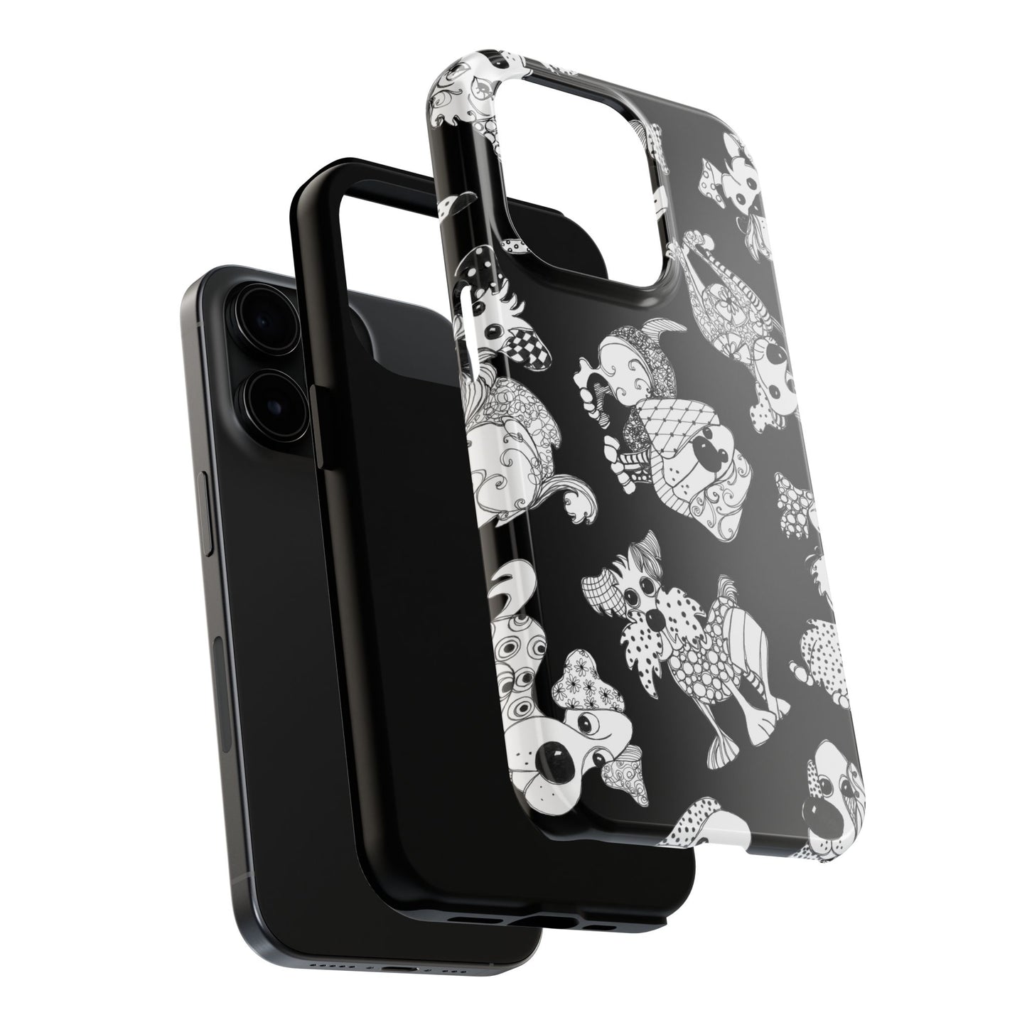Doodle Dogs Black Phone Case
