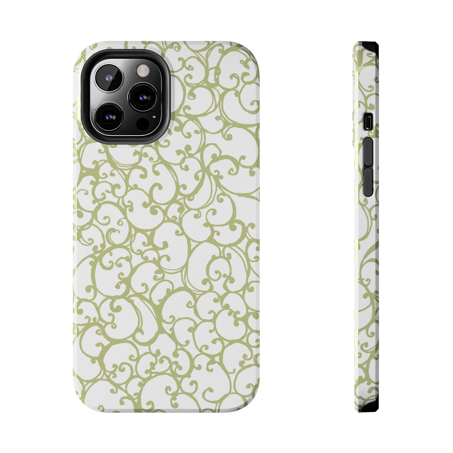 Scrollie White / Green Phone Case