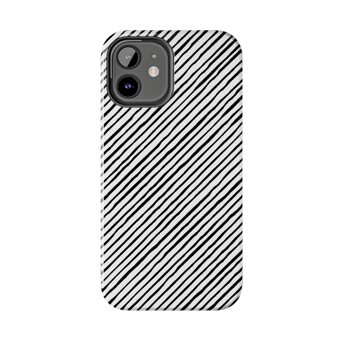 Quirky Bias Stripe White / Black Phone Case