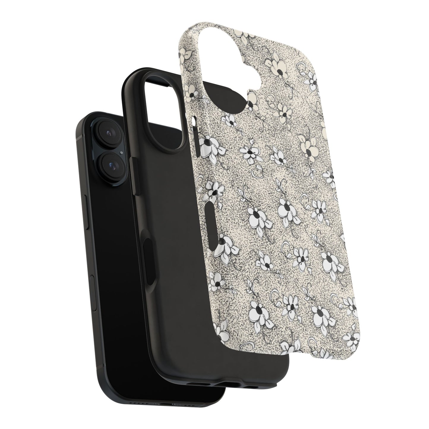 Daisy Flecks Ivory / Black Phone Case