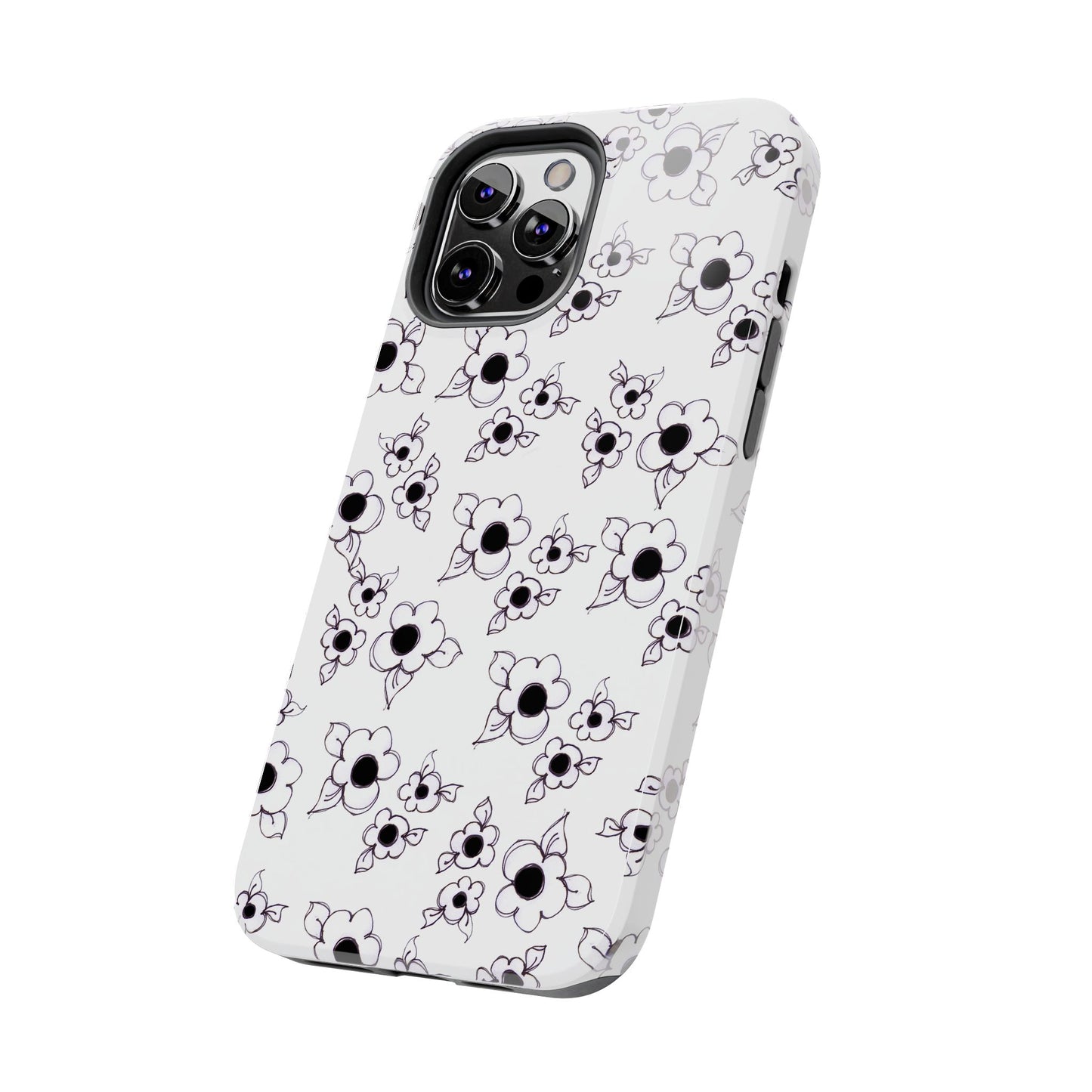 Daisy Cluster White / Black Phone Case