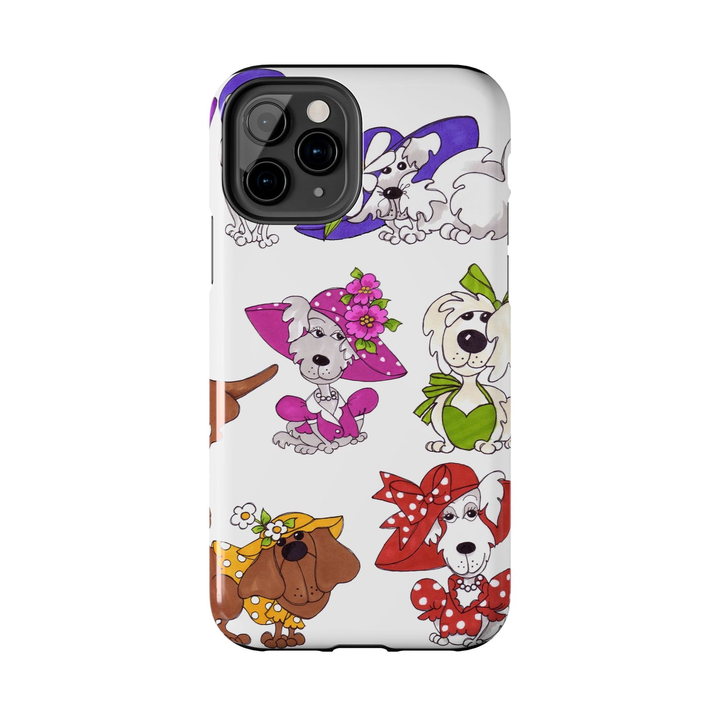 Fancy Dog Line Up White Phone Case