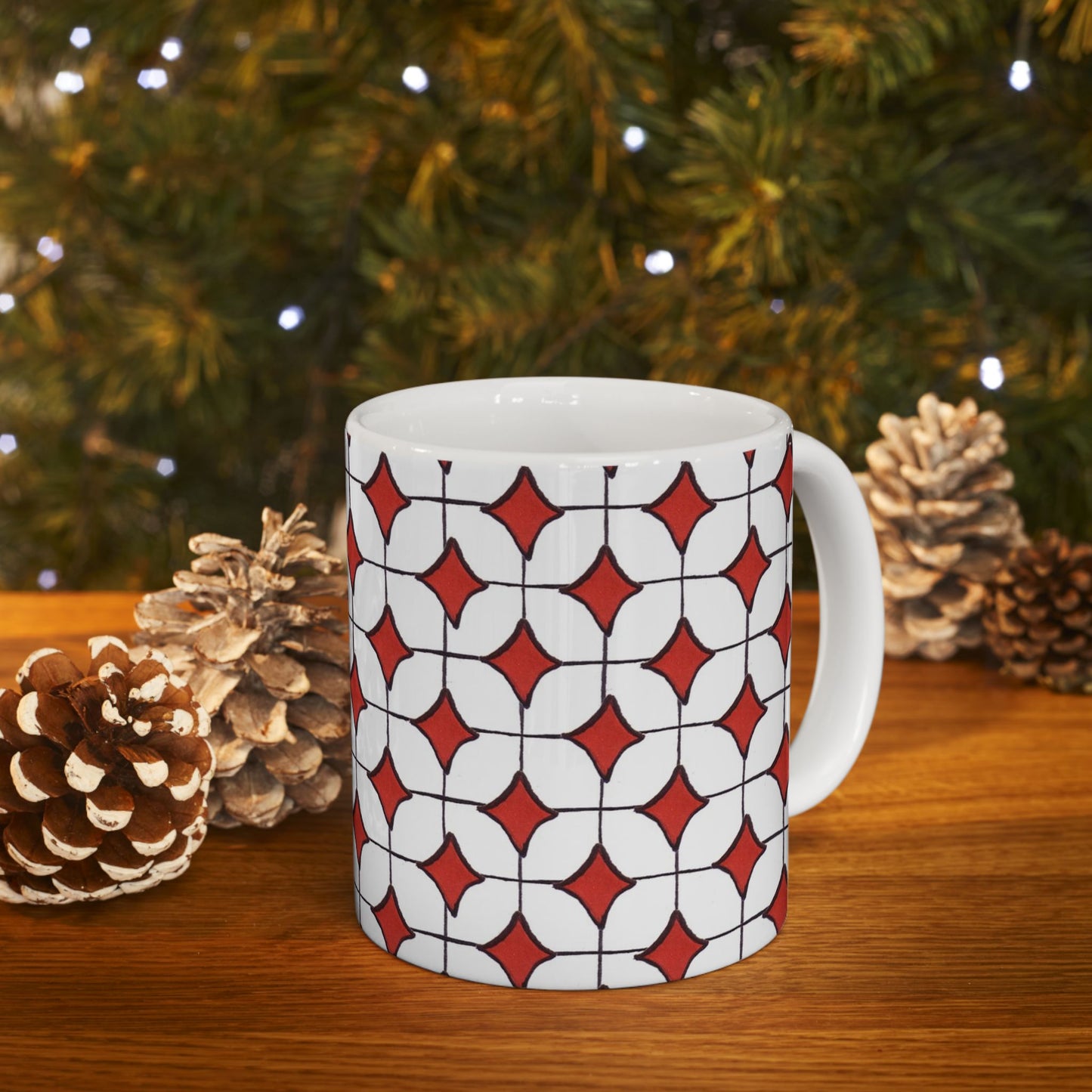 Tile-ish White / Red Cup