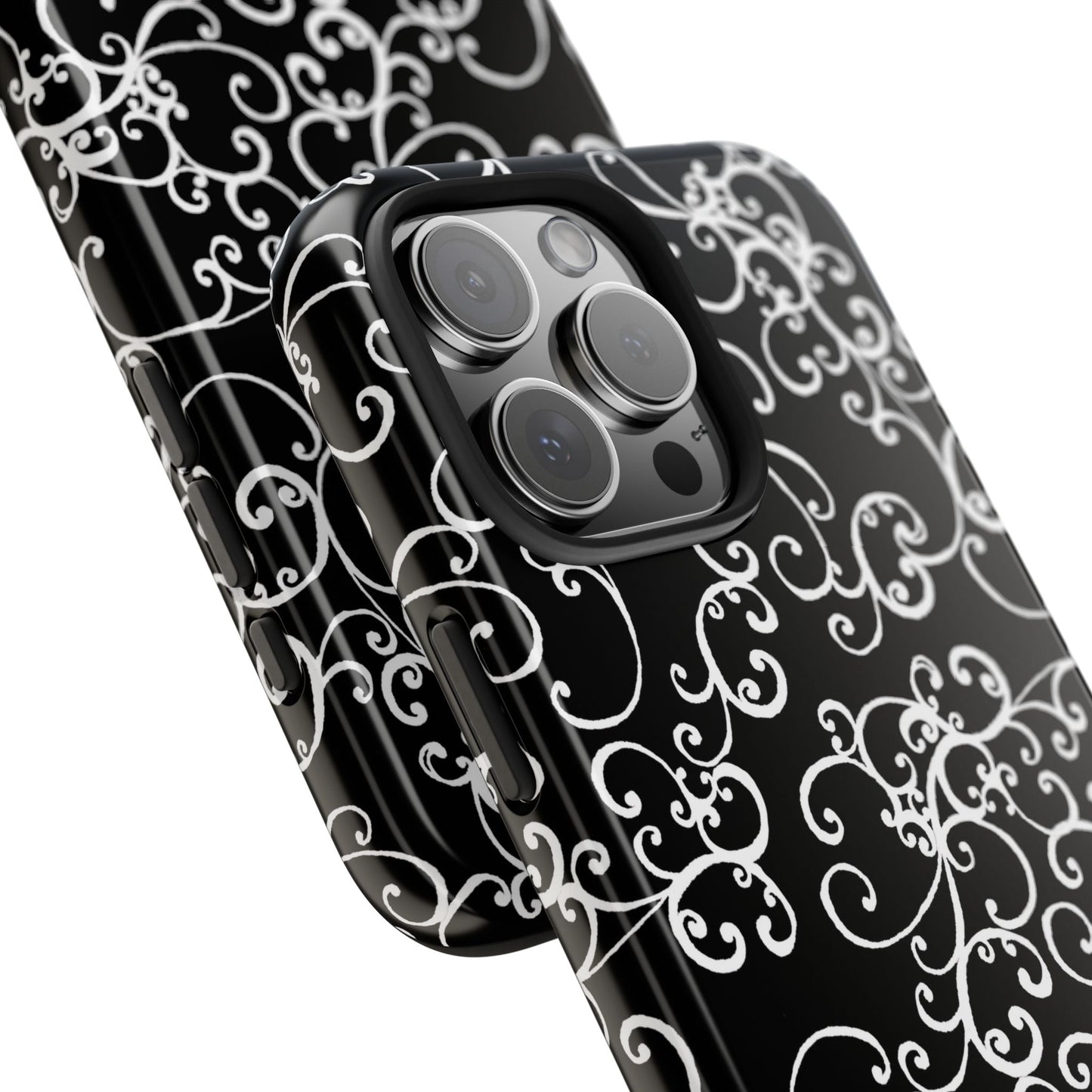 Elegant Scroll Black / White Phone Case