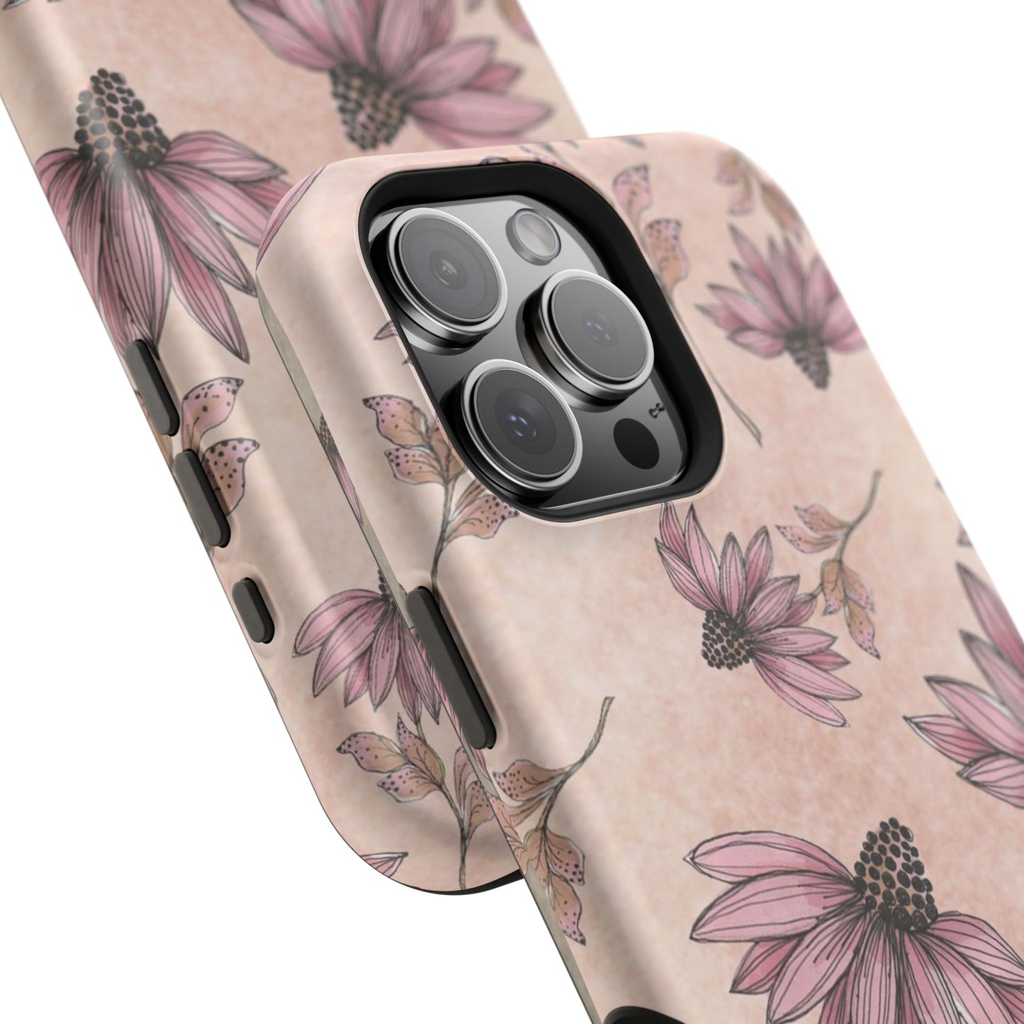 Wild Cone Flowers Pink Marble Phone Case