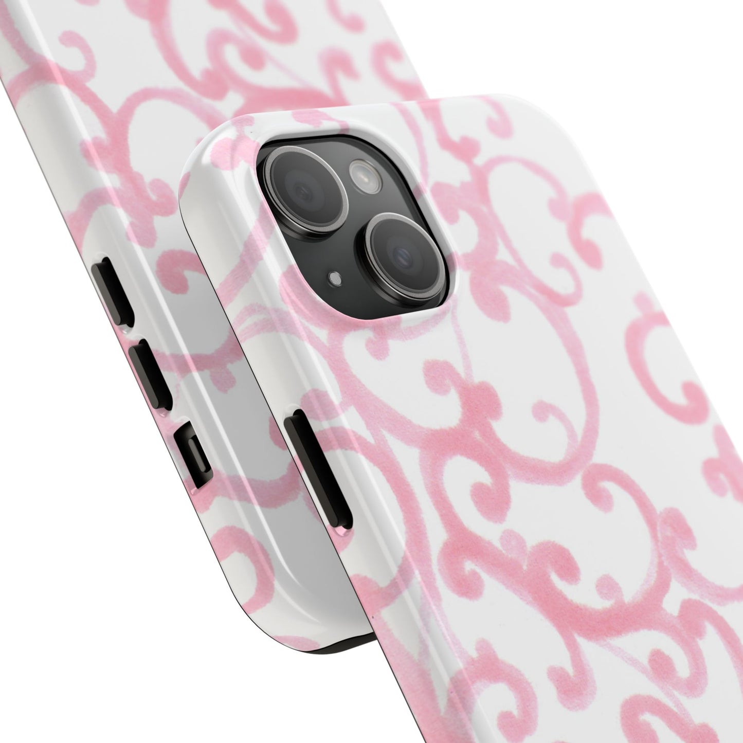 Scrollie White / Pink Phone Case