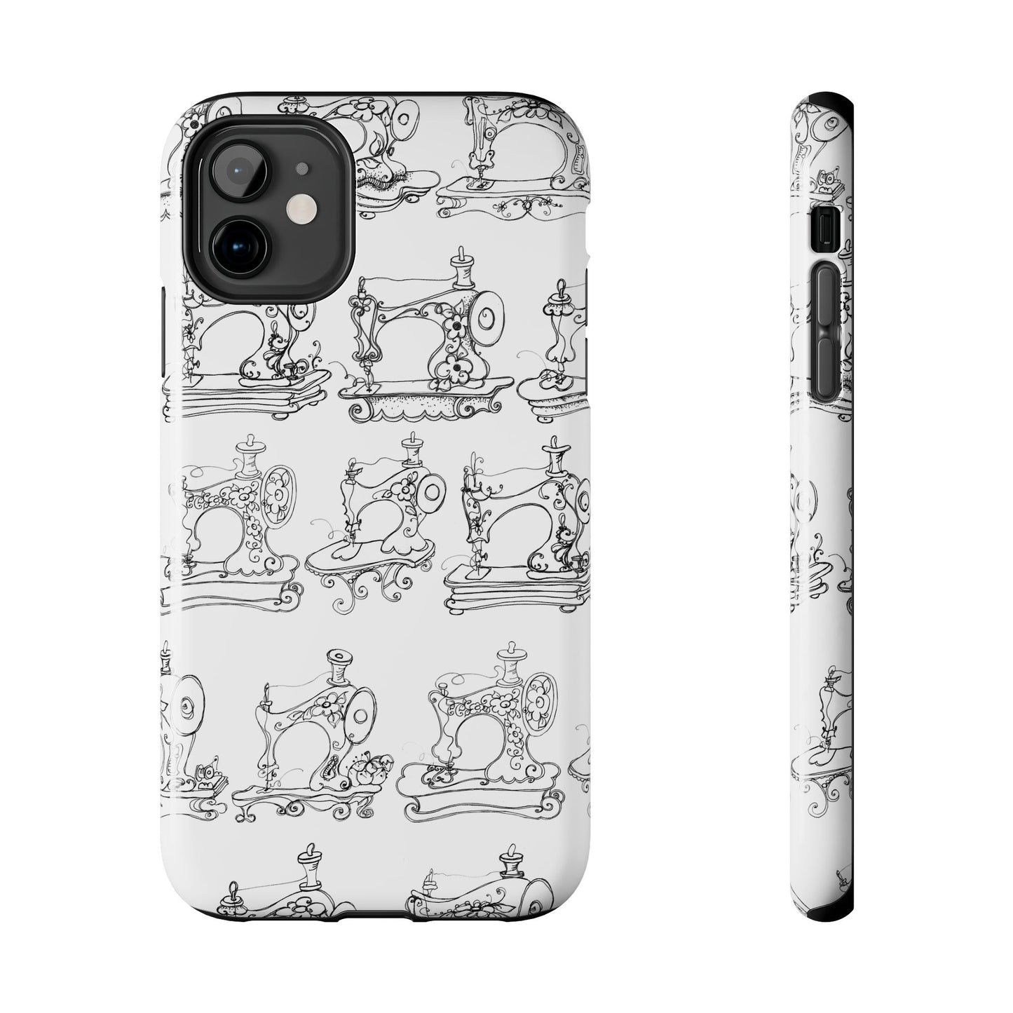 Sew Sew White / Black Phone Case